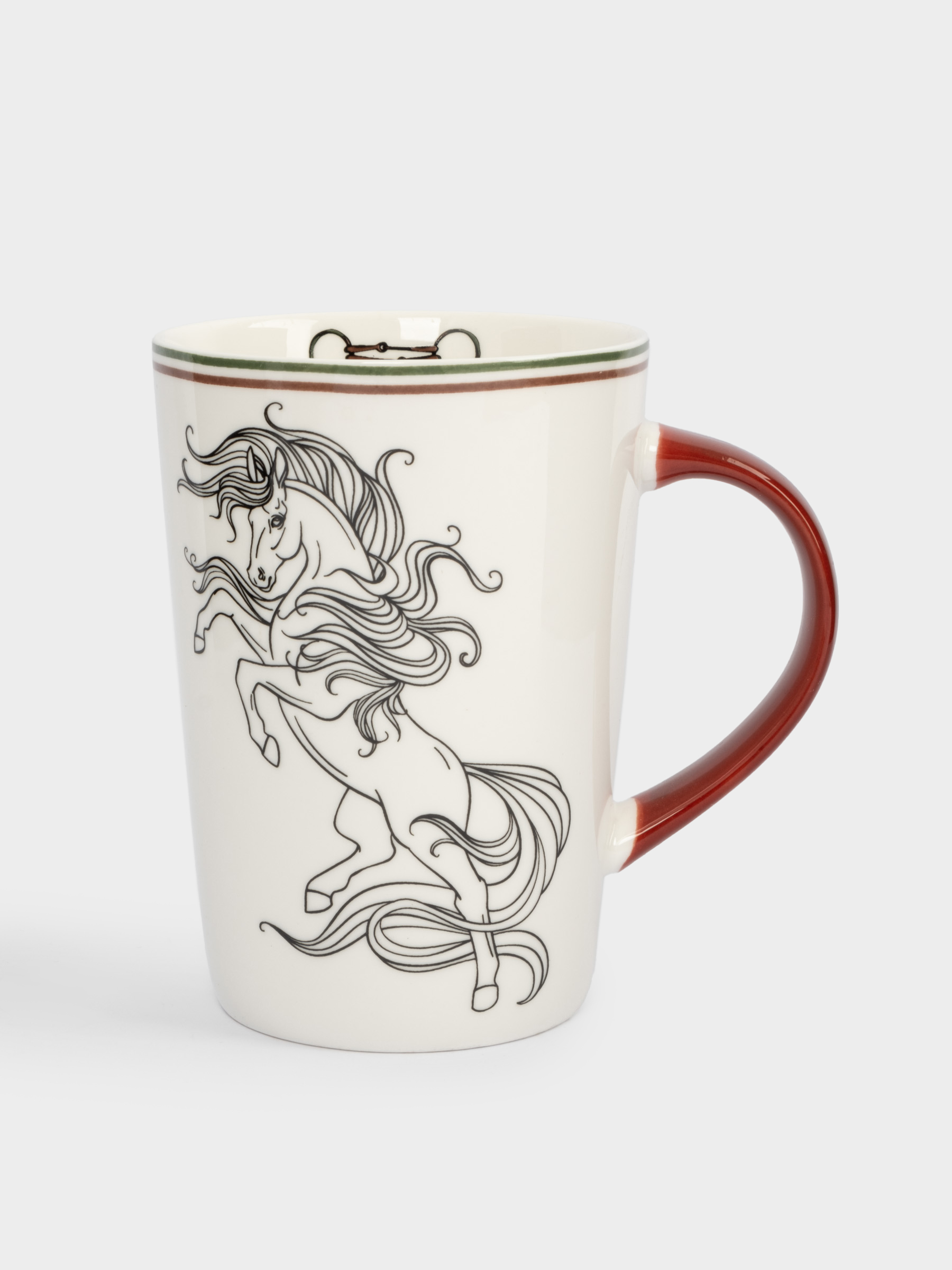 Кружка, 420 мл, фарфор N, бело-бордовая, Лошадь, Horse