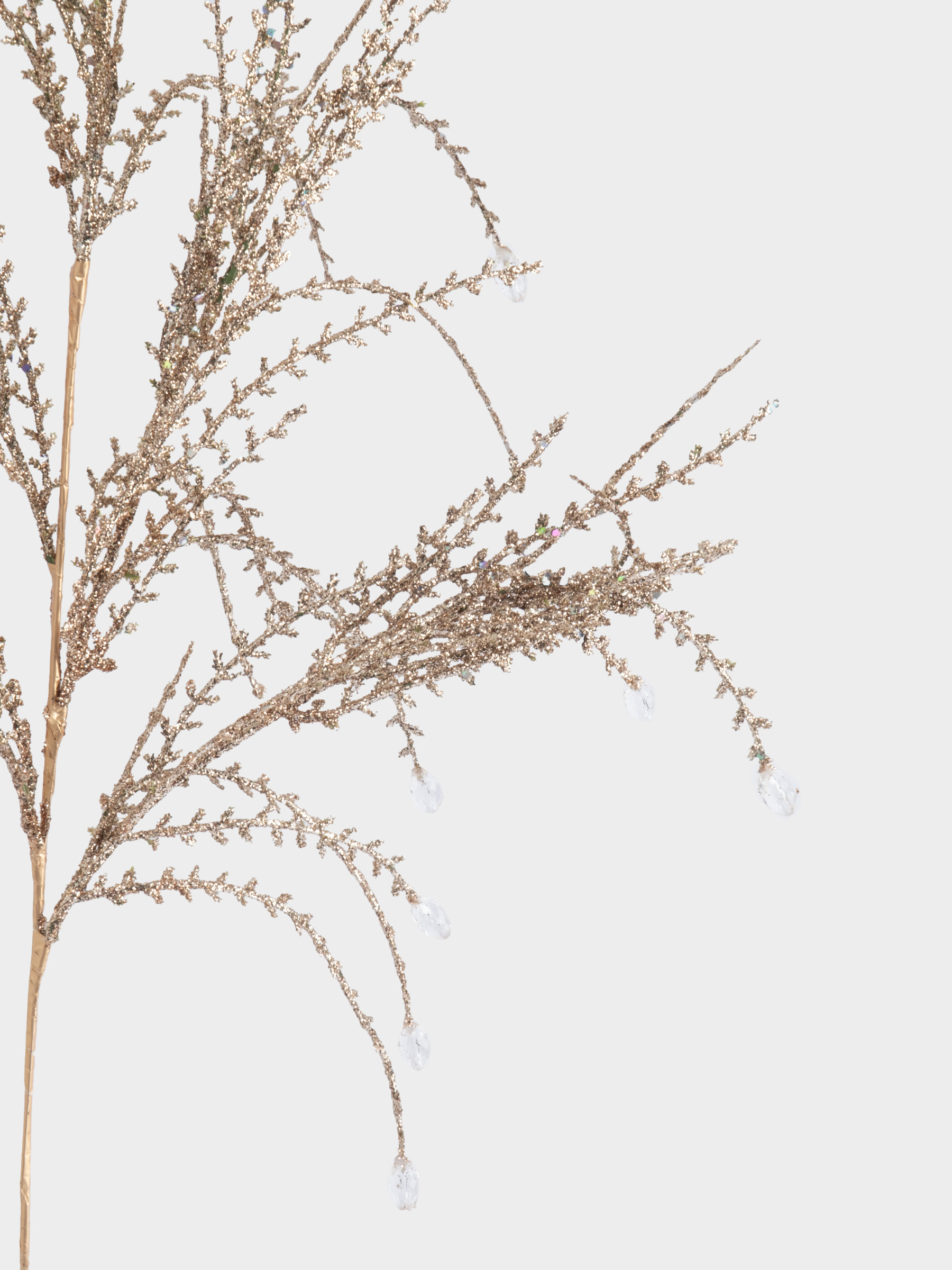 Ветка декоративная, 75 см, пластик/металл, золотистая, Ветка с кристаллами, Interior gold