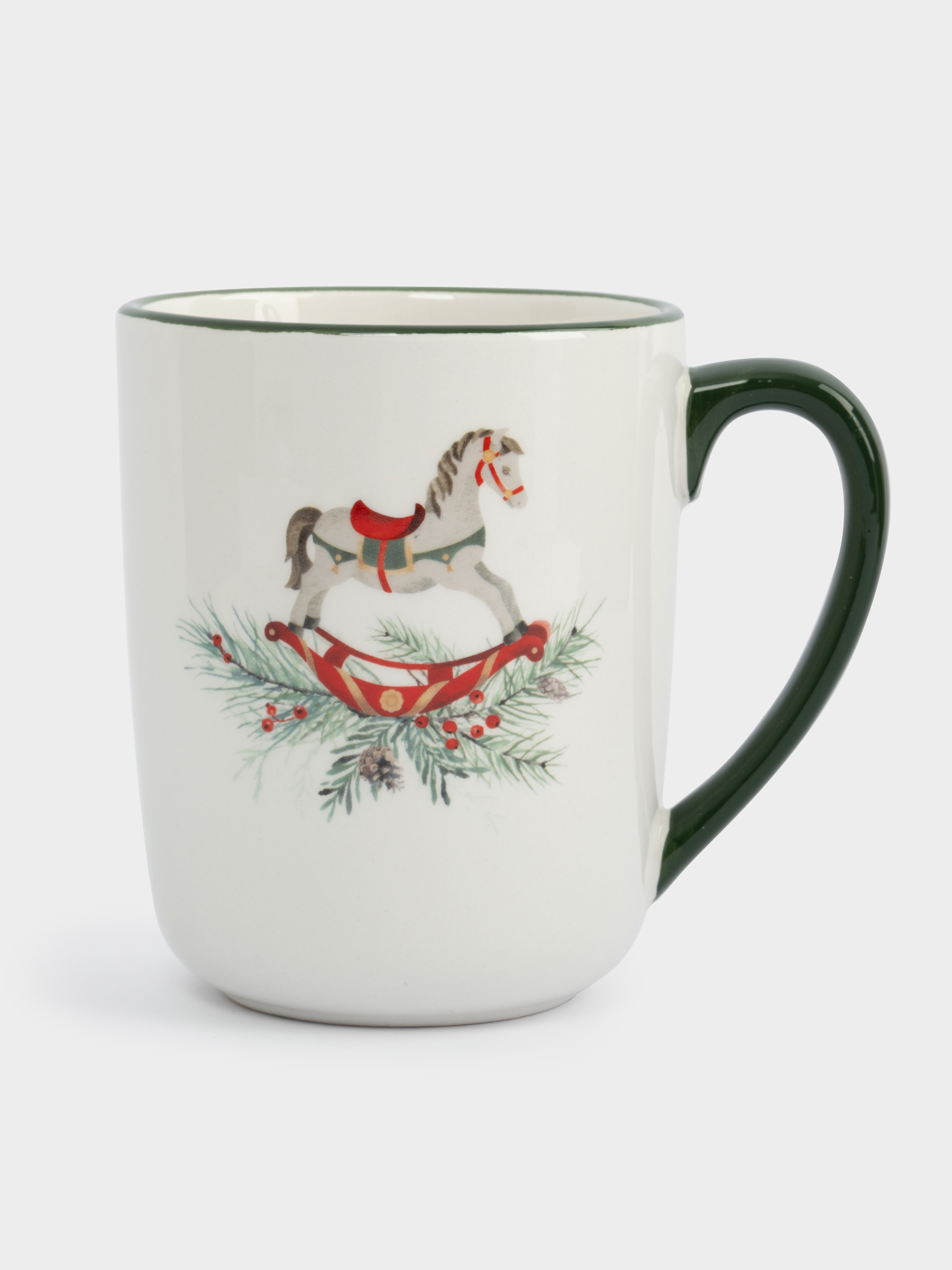 Кружка, 540 мл, керамика, зеленая, Лошадка, Festival