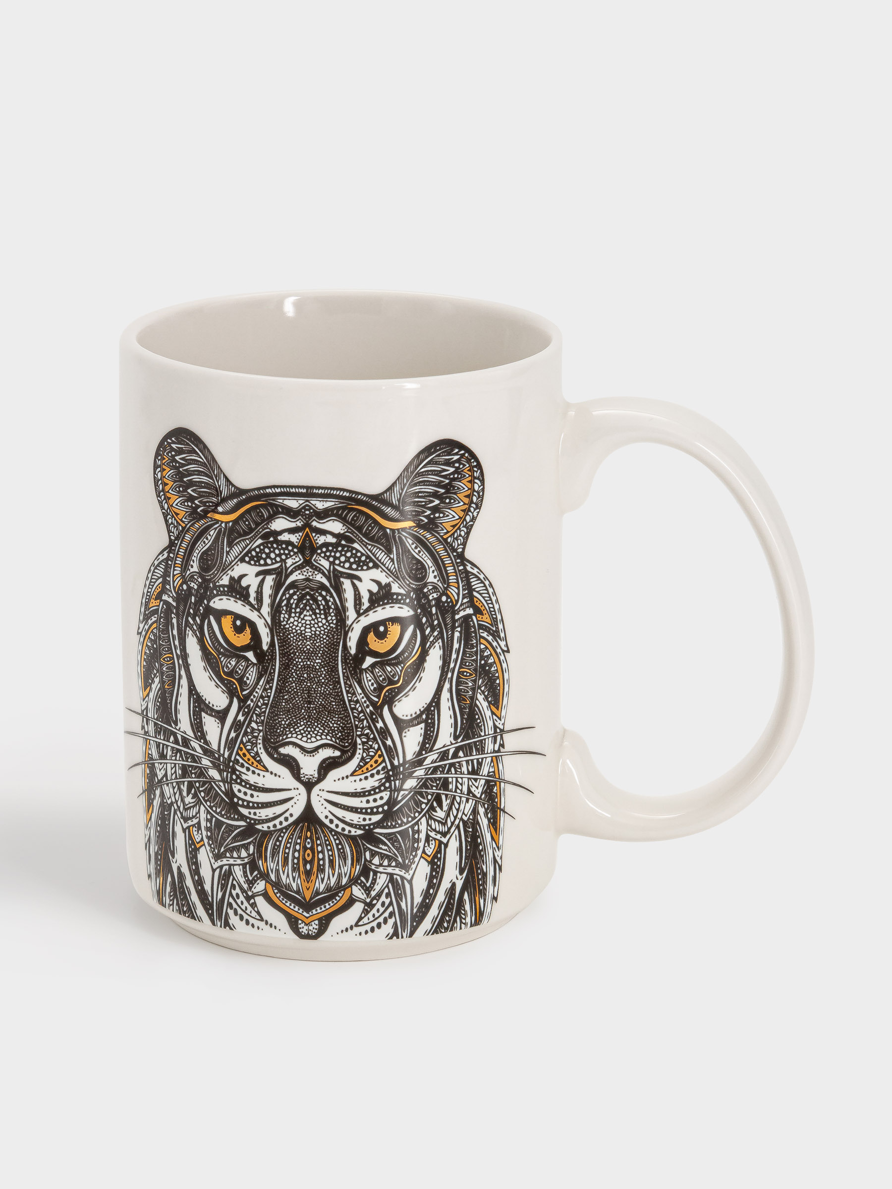 Кружка, 500 мл, фарфор N, белая, Тигр, Wild