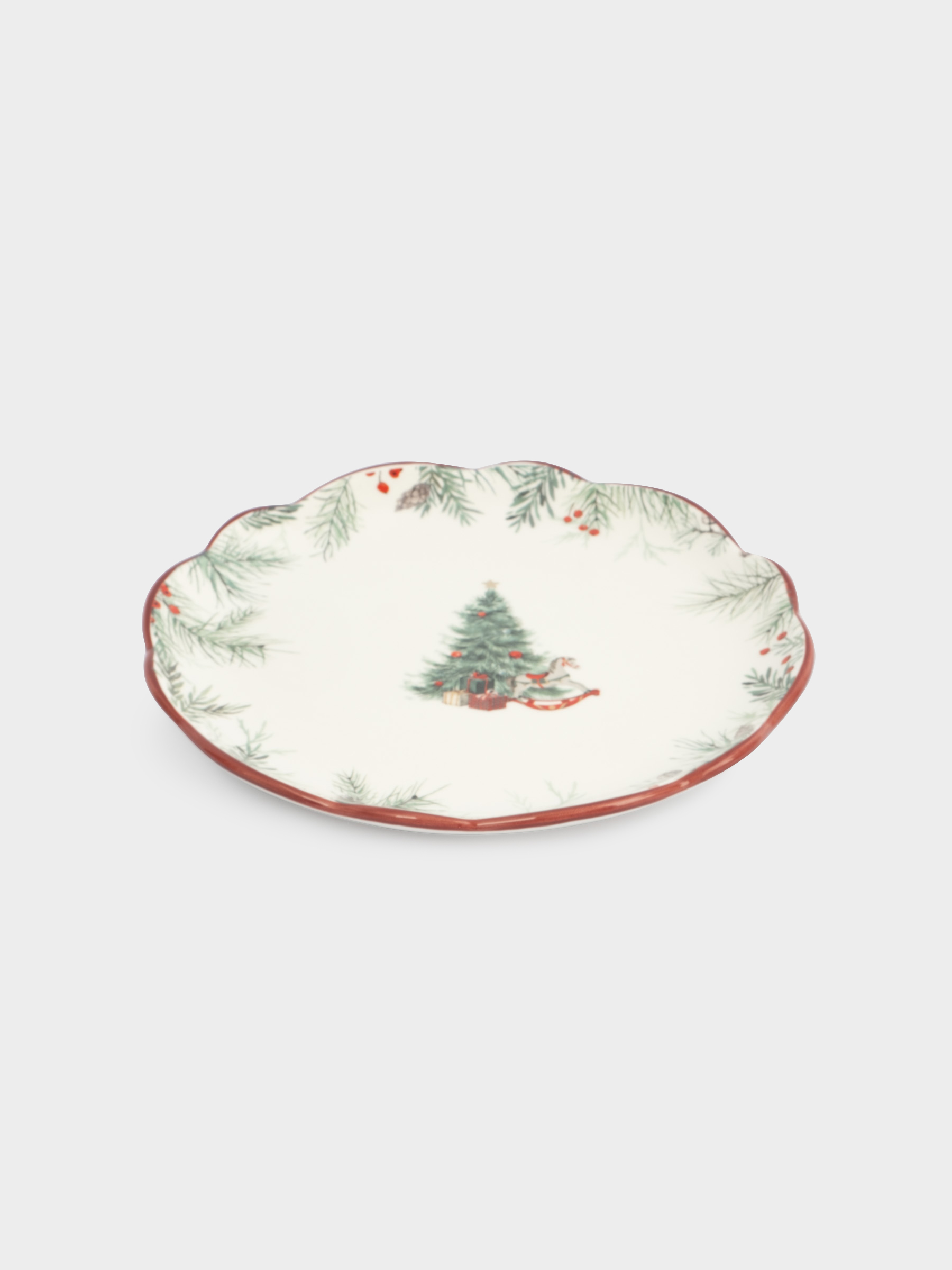 Тарелка закусочная, 20 см, керамика, белая, Лошадка у елки, Festival