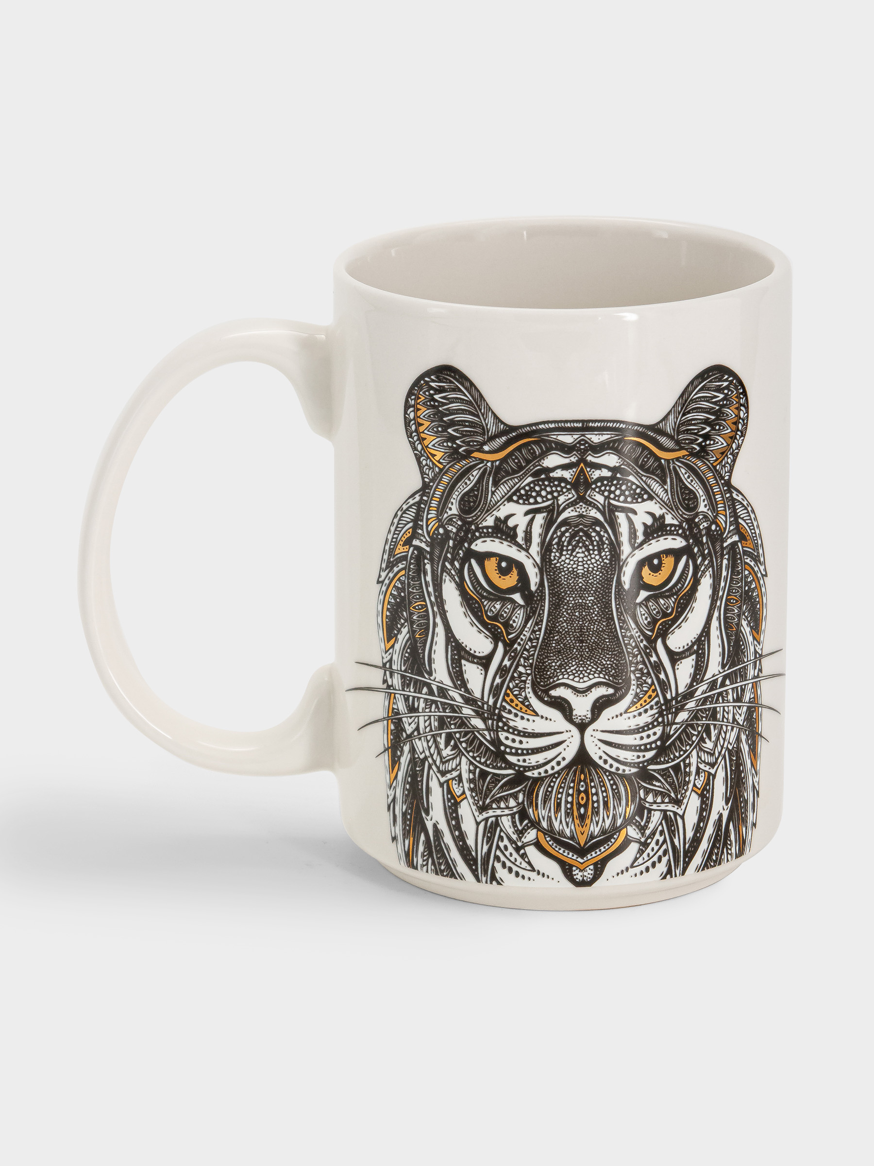 Кружка, 500 мл, фарфор N, белая, Тигр, Wild