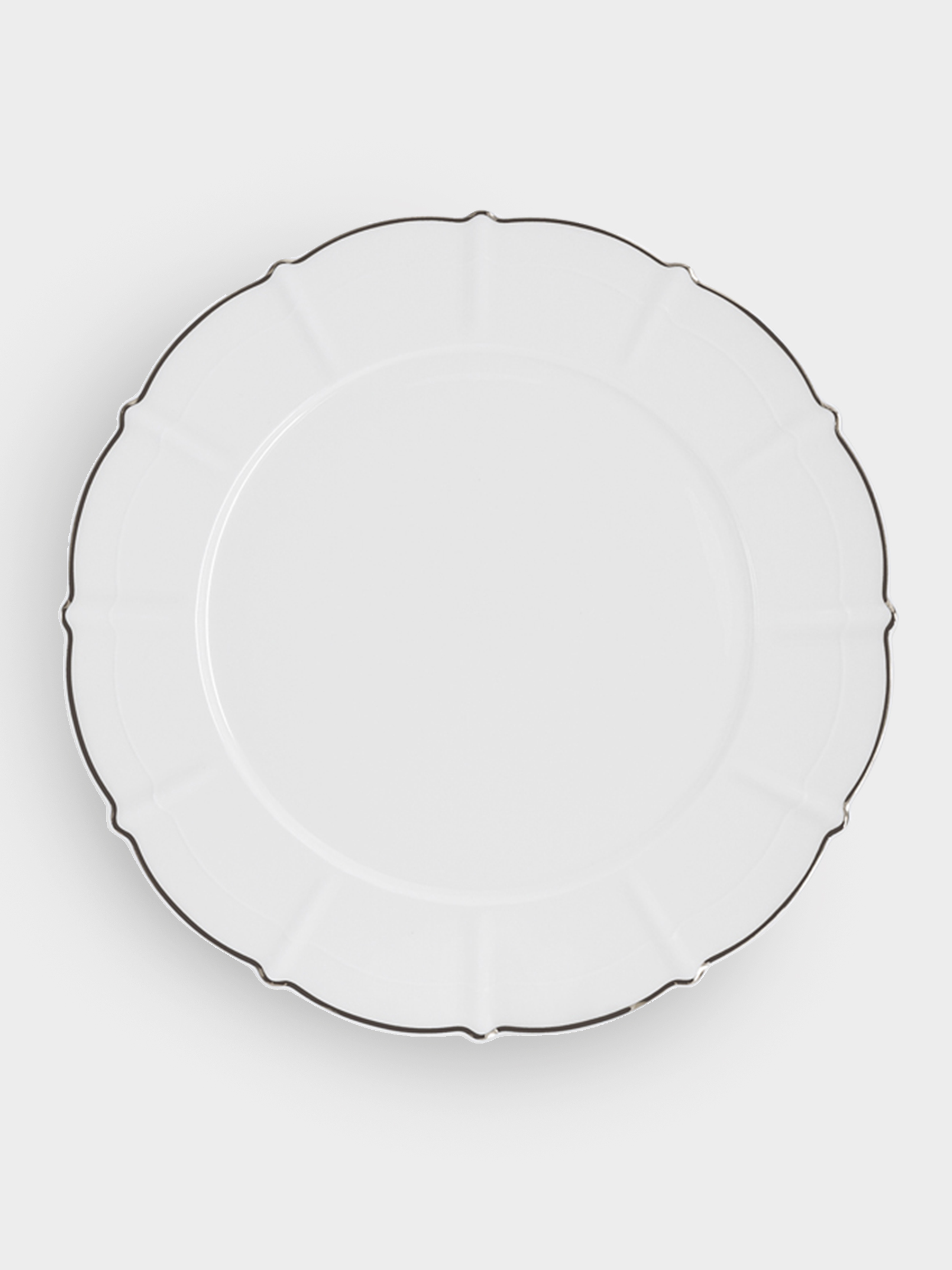 Тарелка обеденная, 26,5 см, фарфор F, белая, с серебристым кантом, Lotus silver