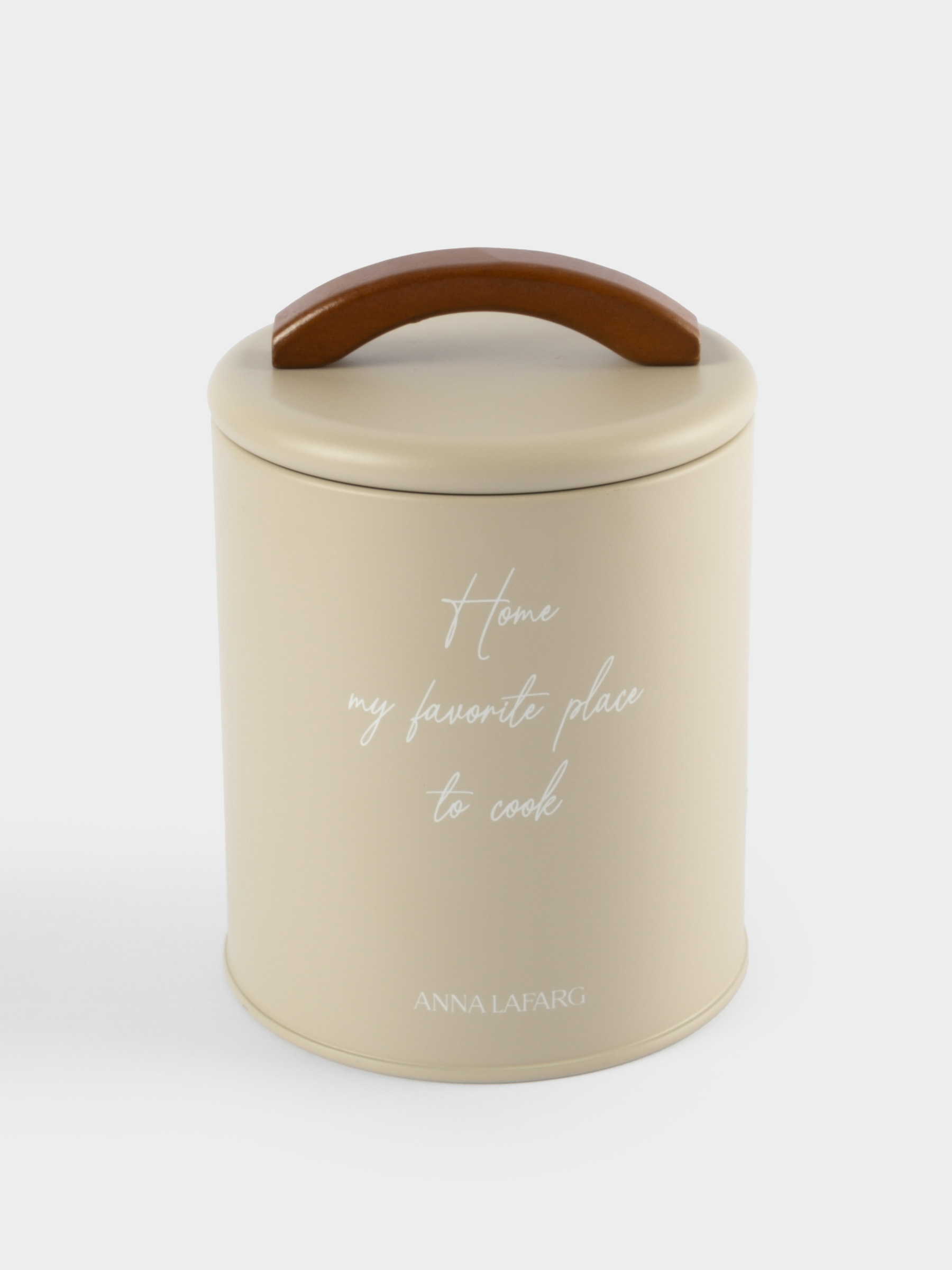 Банка для сыпучих продуктов, 1 л, металл/дерево, бежевая, Retro