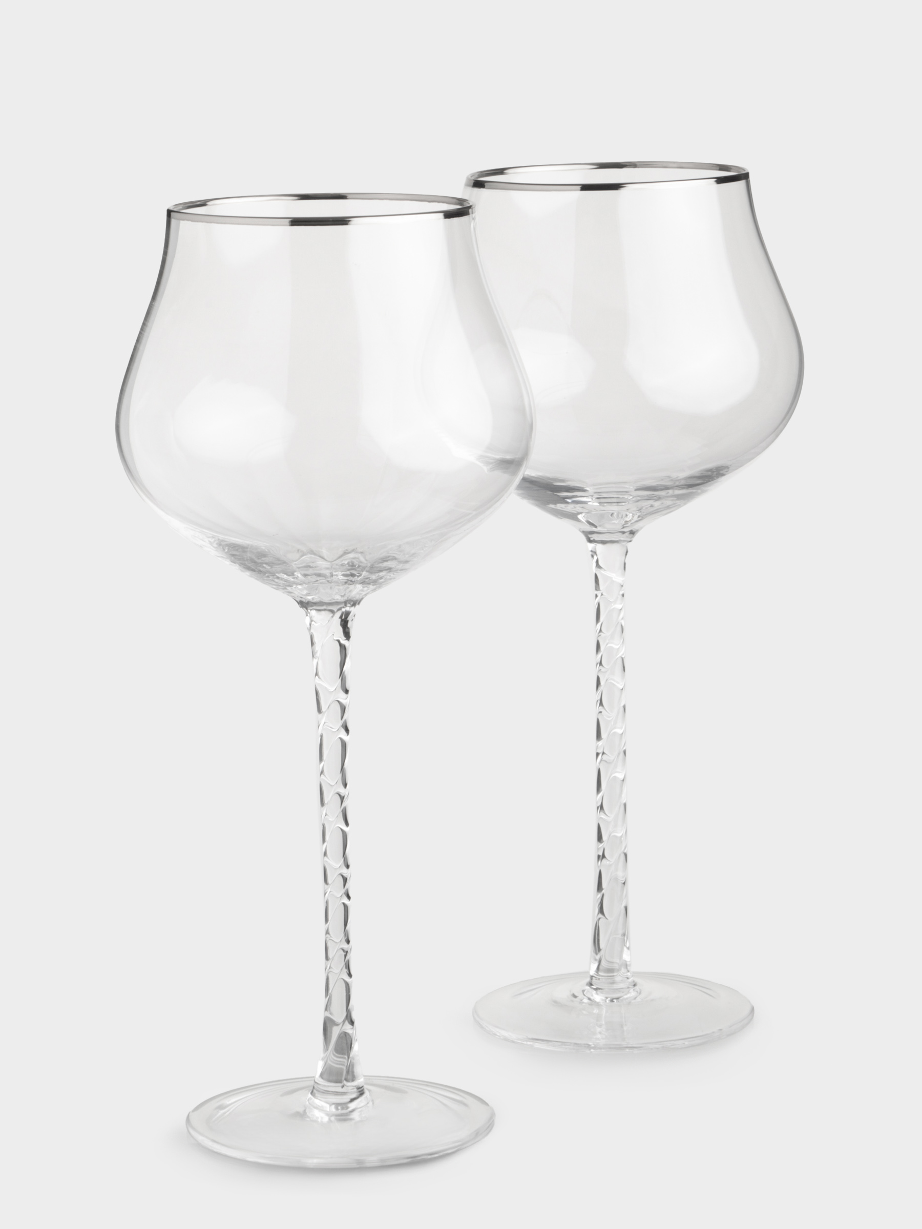 Бокал для вина, 580 мл, 2 шт, стекло, с серебристым кантом, Rhapsody