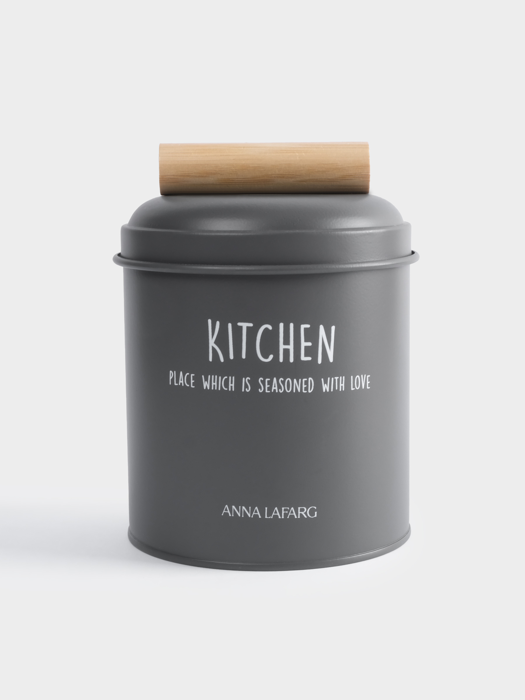 Банка для сыпучих продуктов, 1 л, металл/дерево, графитовая, Local