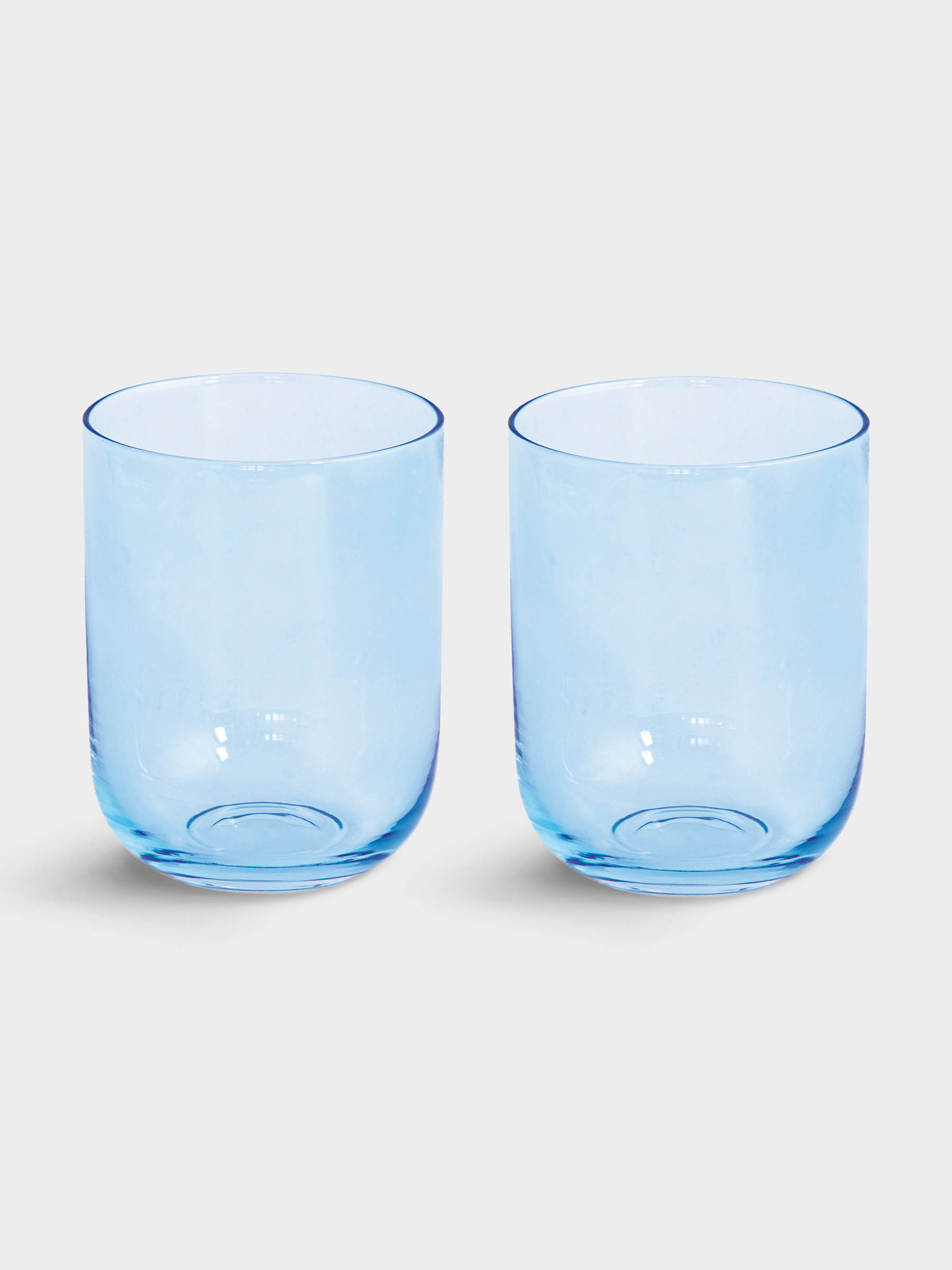 Набор стаканов для воды, 2 пр, 390 мл, стекло, голубые, Rainbow