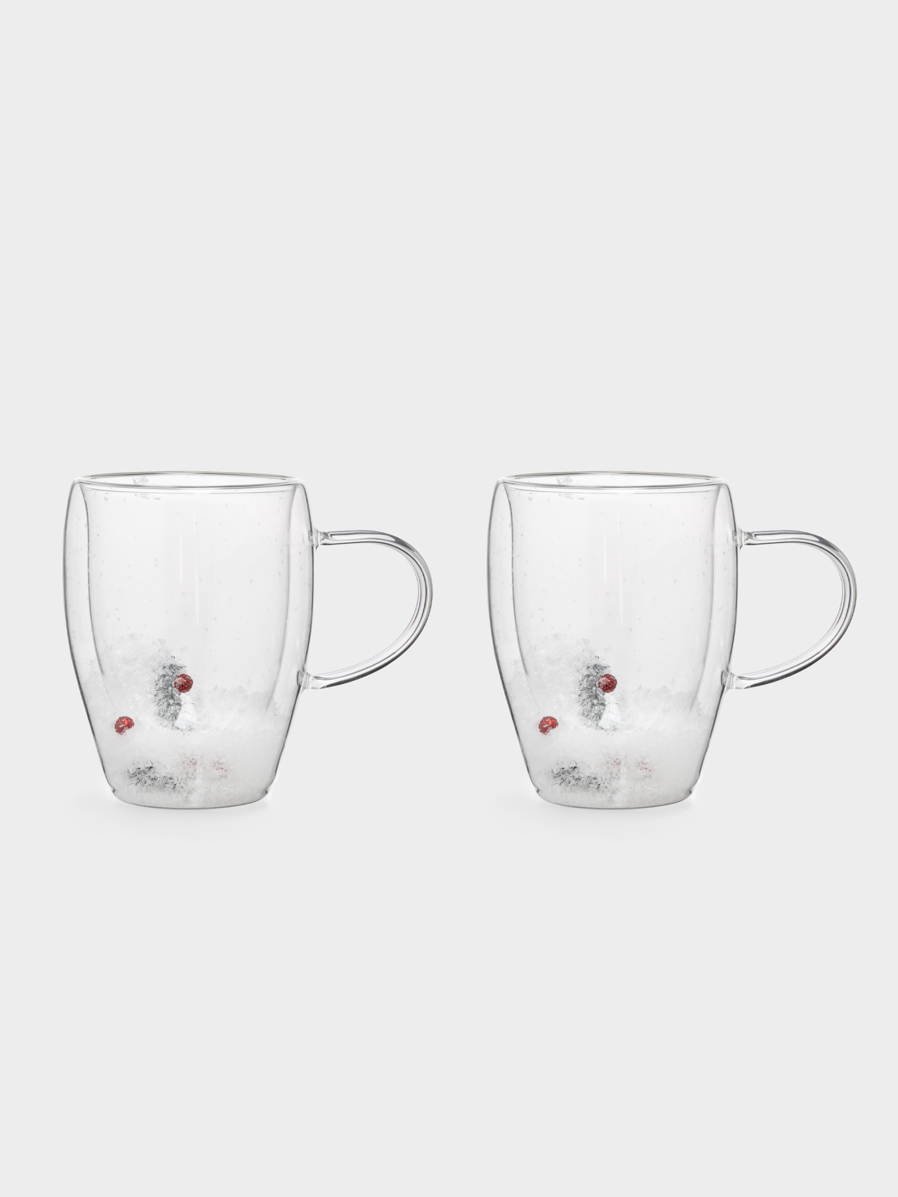 Кружка, 350 мл, 2 шт, стекло Б, с ягодами и еловыми ветками внутри, Wind-mystery