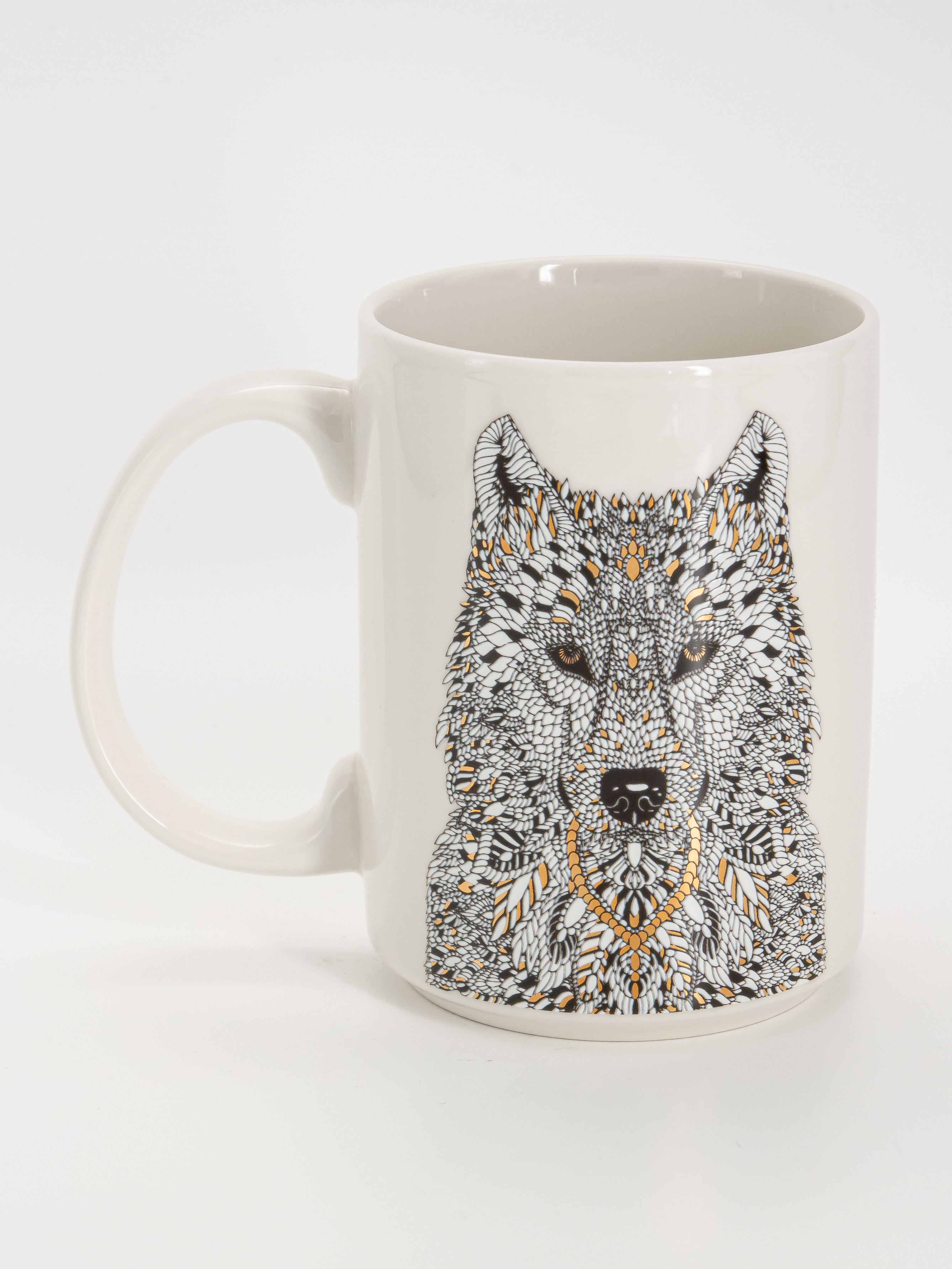 Кружка, 500 мл, фарфор N, белая, Волк, Wild