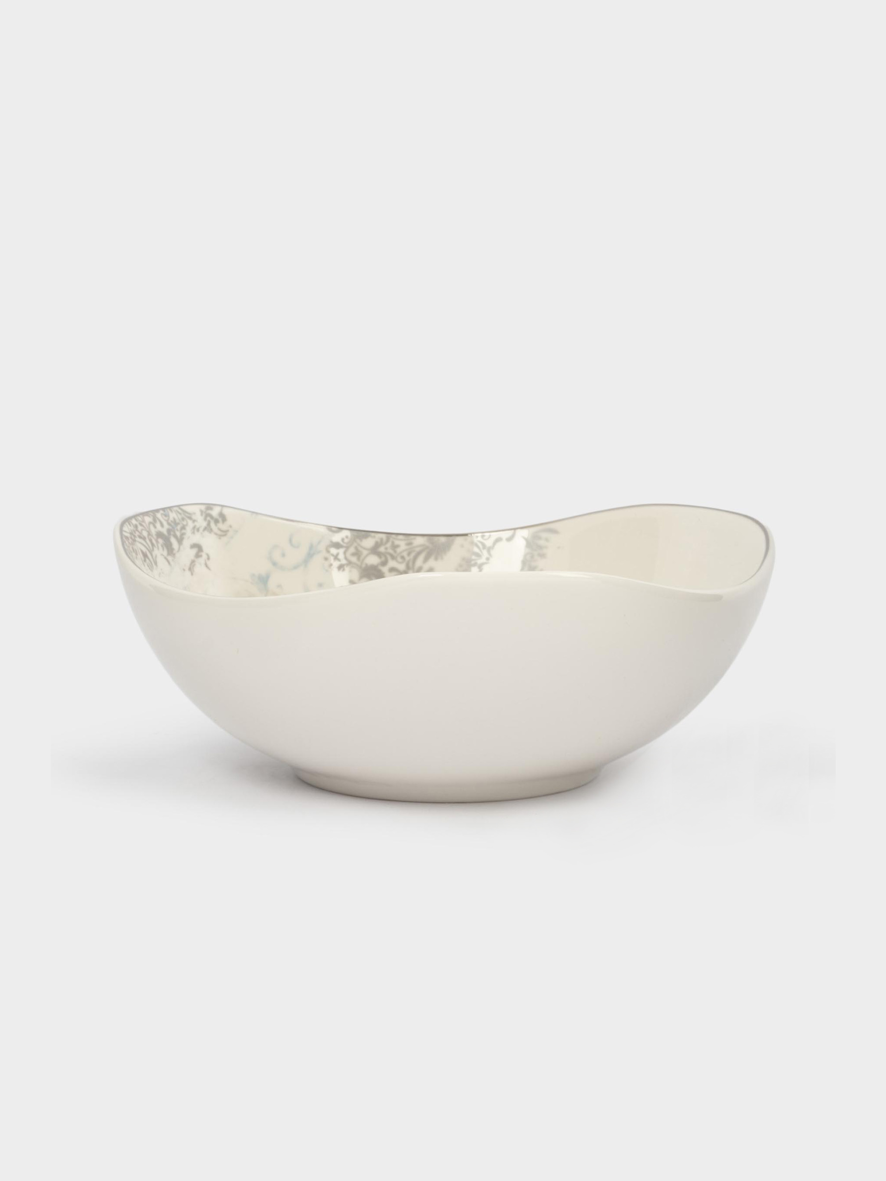 Пиала, 14х5 см, фарфор N, белая, с серебристым кантом, Конь, White horse