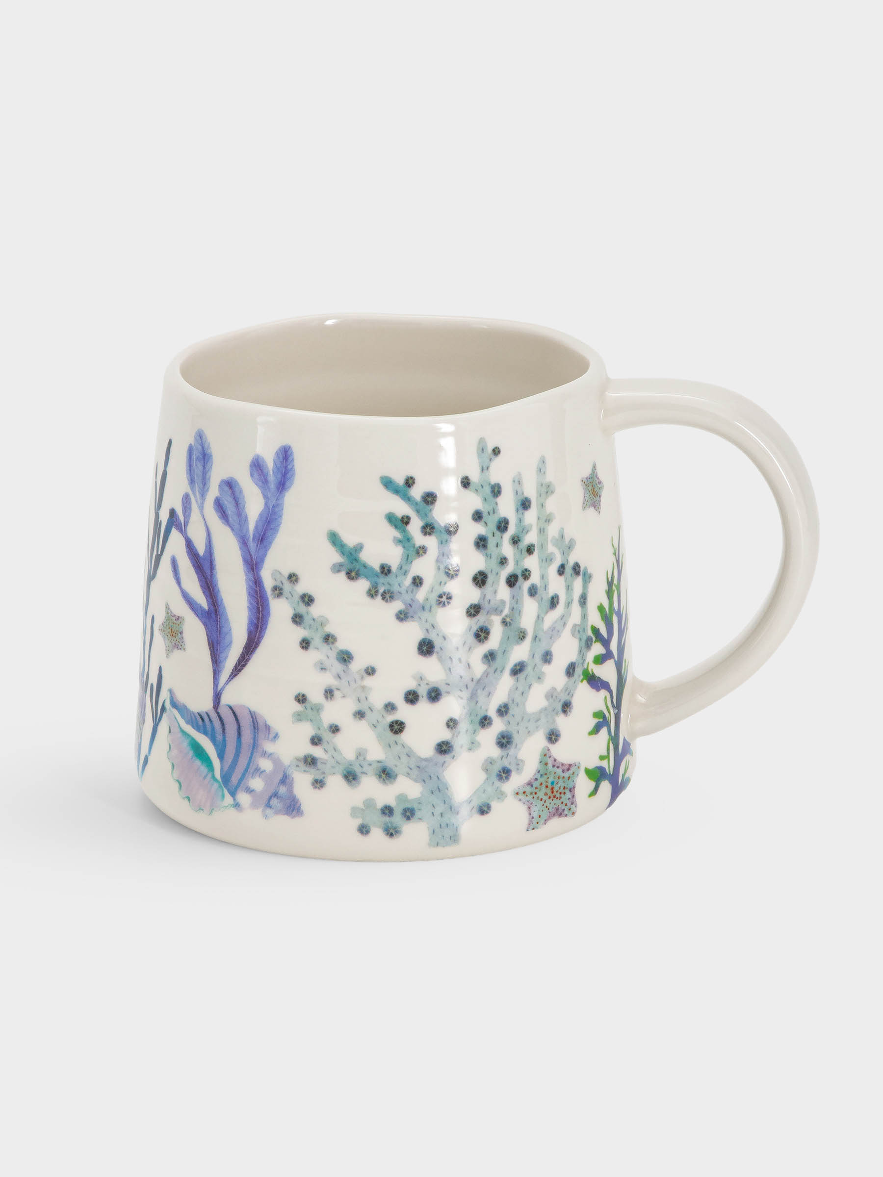 Кружка, 380 мл, фарфор P, белая/синяя, Морская жизнь, Ocean Life