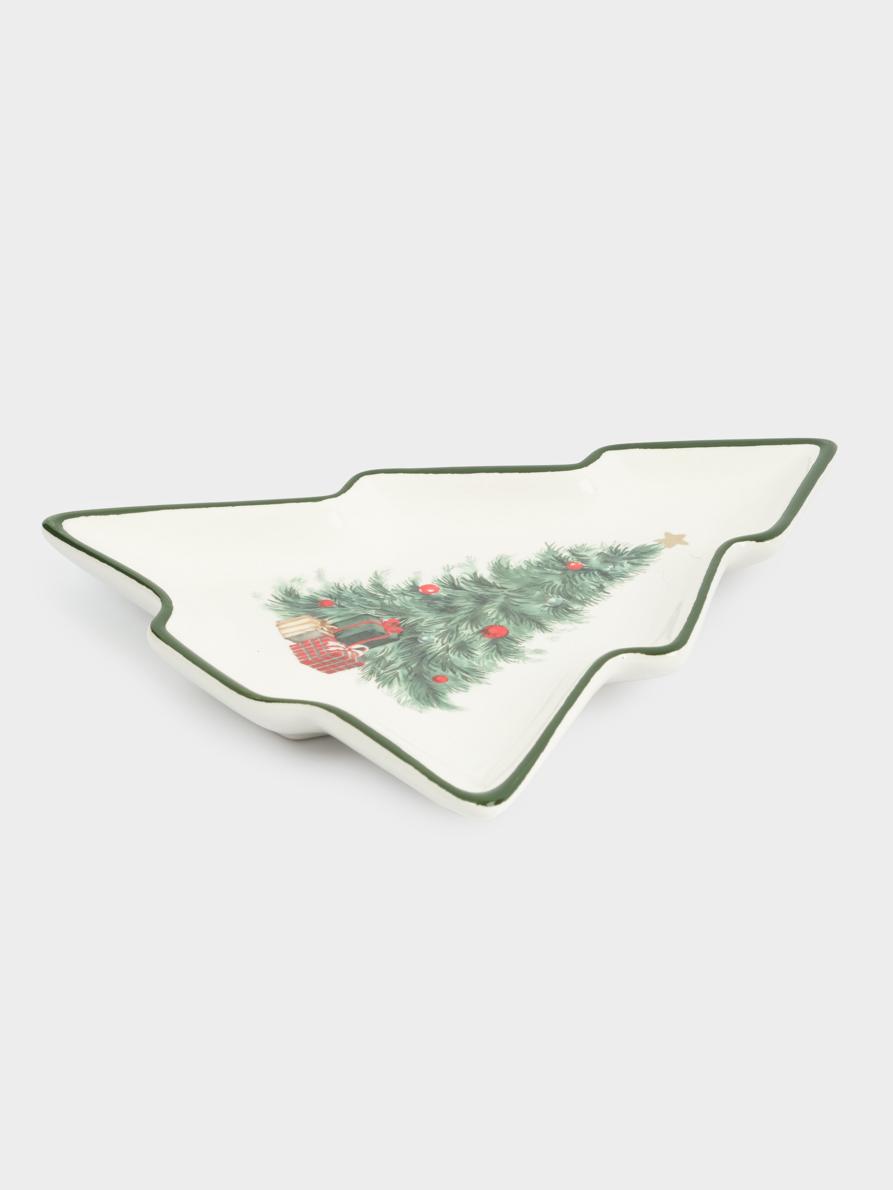 Блюдо, 23х20 см, керамика, зеленое, Елка с подарками, Festival