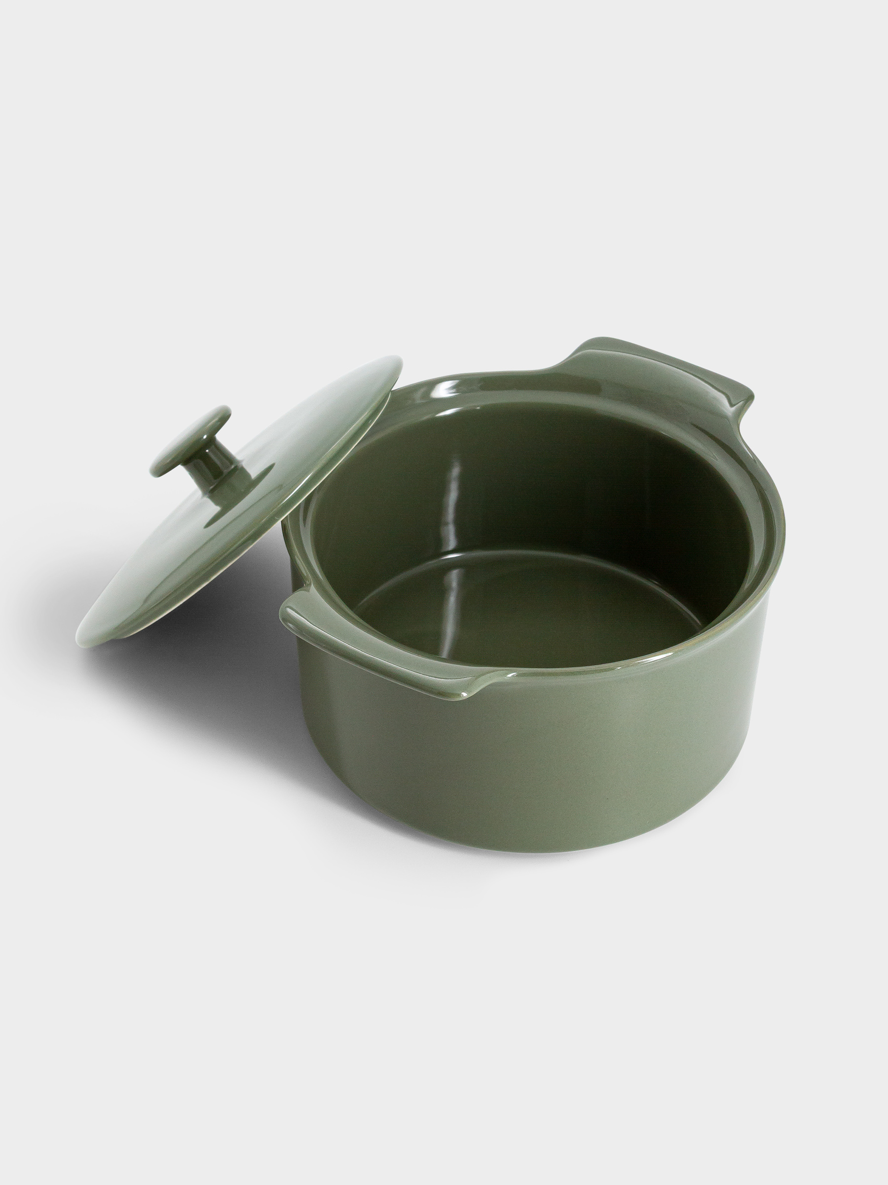 Кастрюля, 1,3 л, с крышкой, фарфор P, серо-зеленая, Indulgence