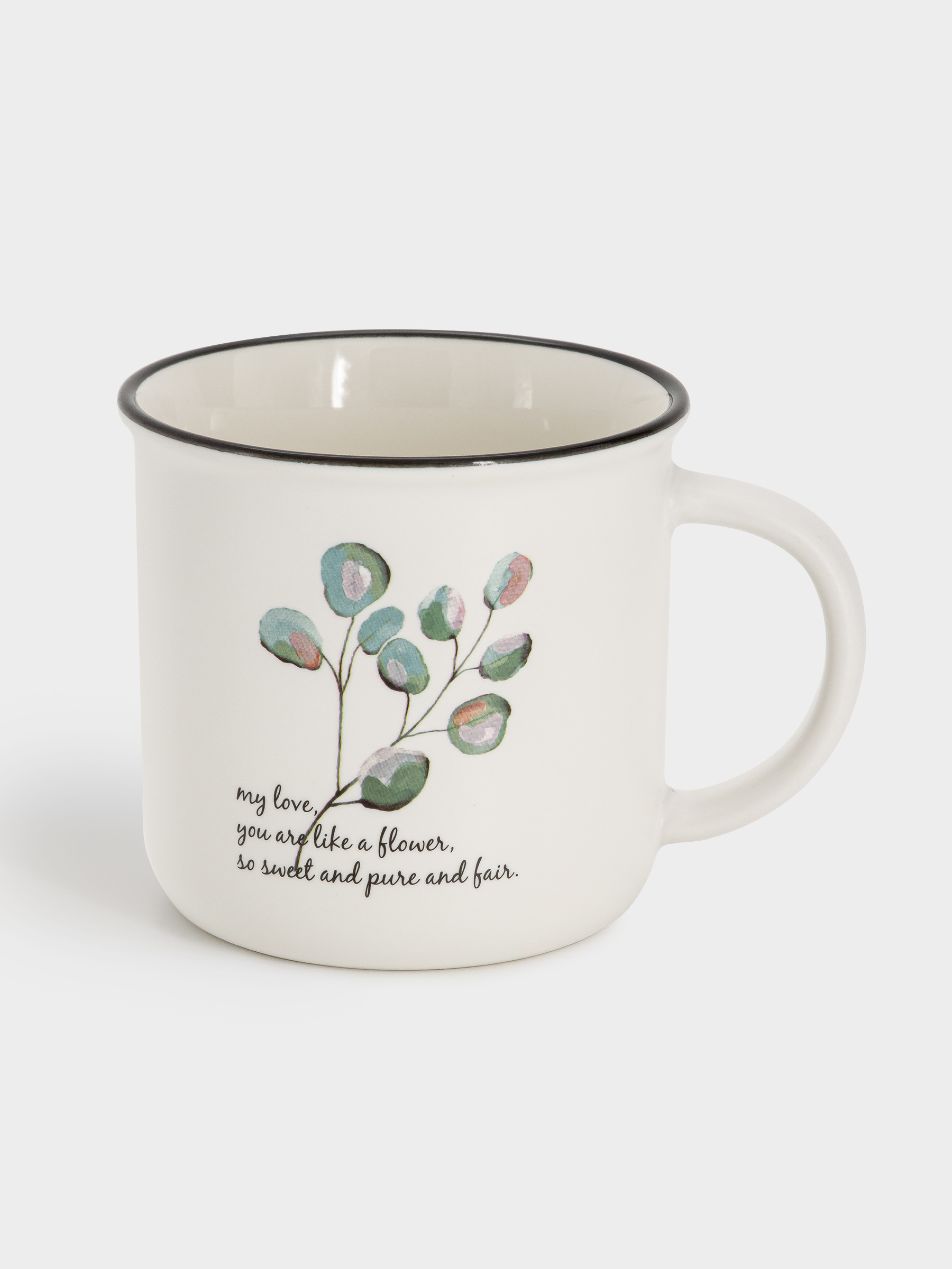 Кружка, 400 мл, фарфор N, белая, Эвкалипт, Herbarium