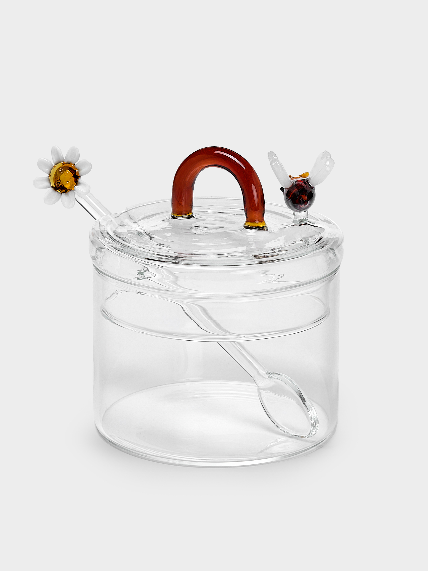 Сахарница, 9 см, 300 мл, с ложкой, стекло Б, Пчелка и маргаритка, Monterey