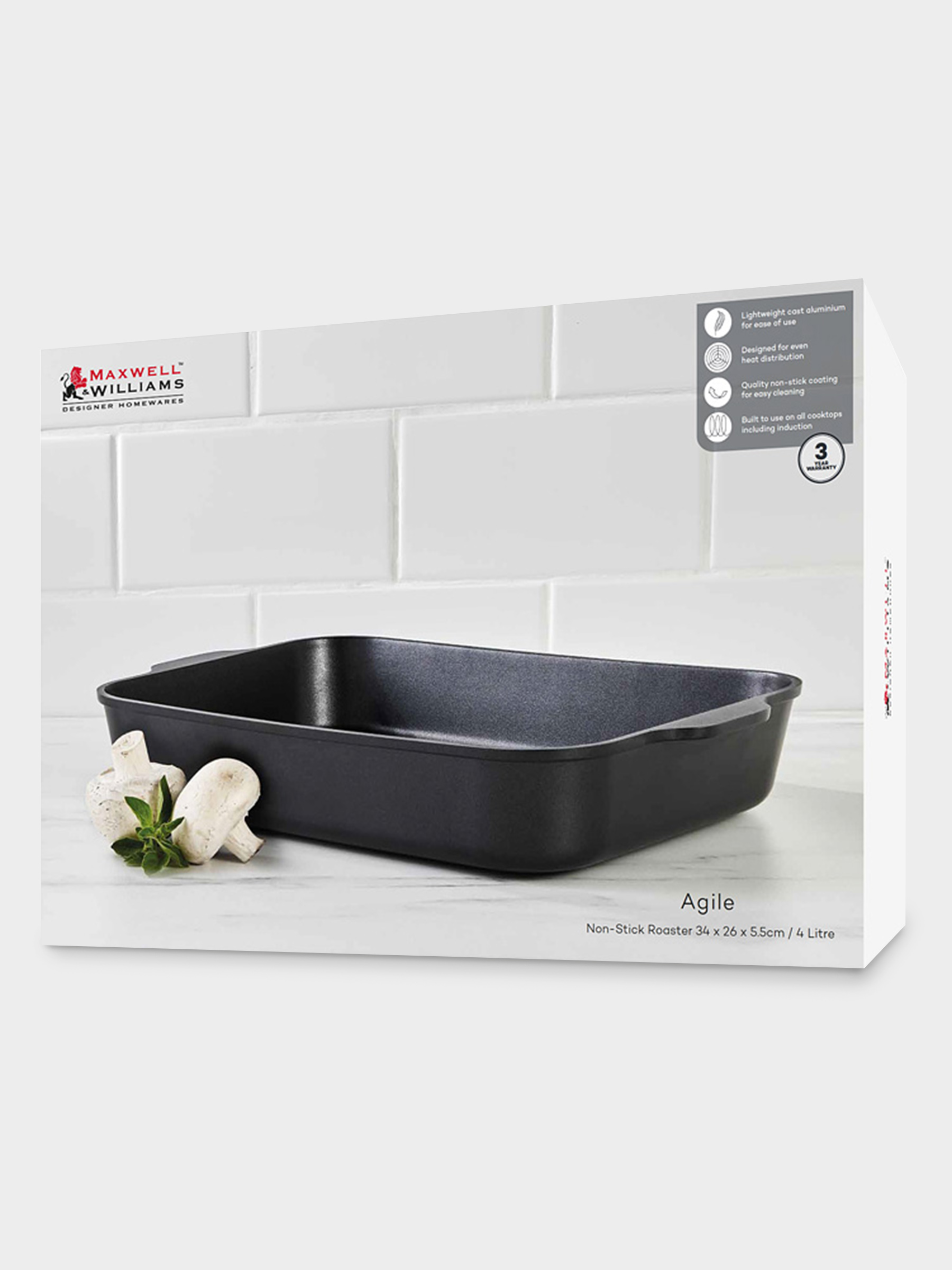 Форма для запекания, 34x26x5.5 см, чёрная, с покрытием, Agile