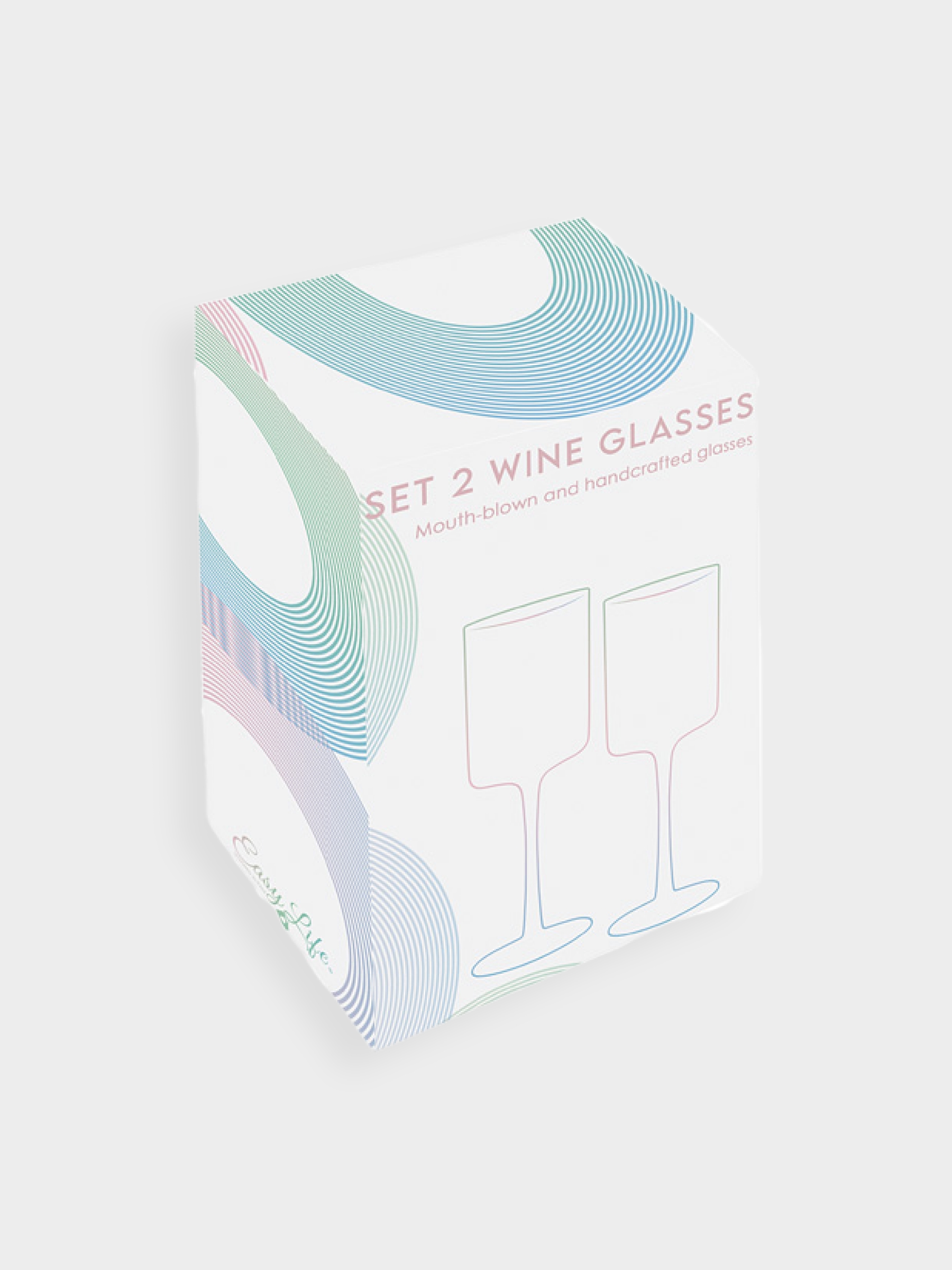 Набор бокалов для вина, 2 пр, 380 мл, стекло, голубые, Rainbow