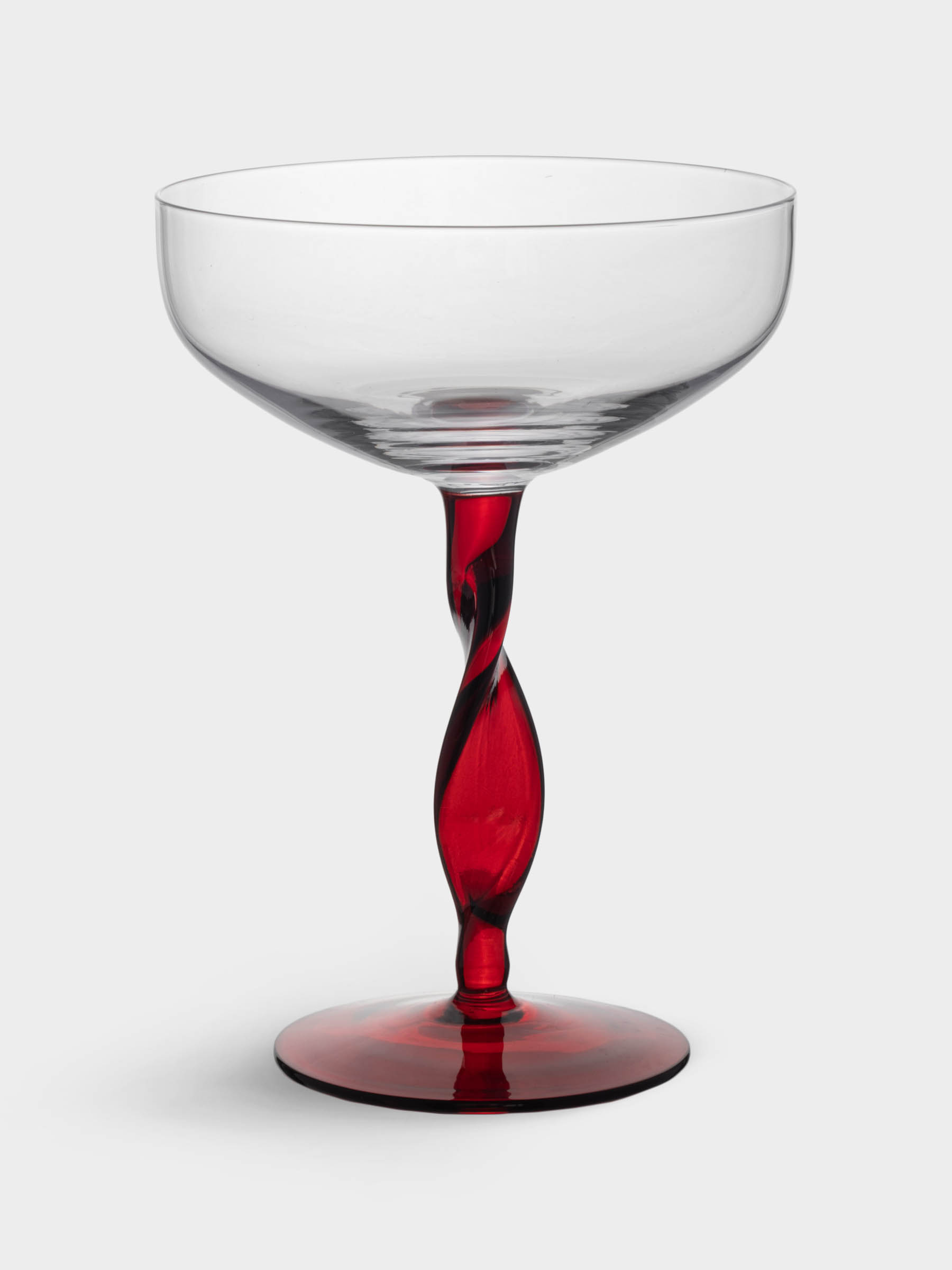 Бокал-креманка для шампанского, 370 мл, 2 шт, стекло, красная ножка, Villalago