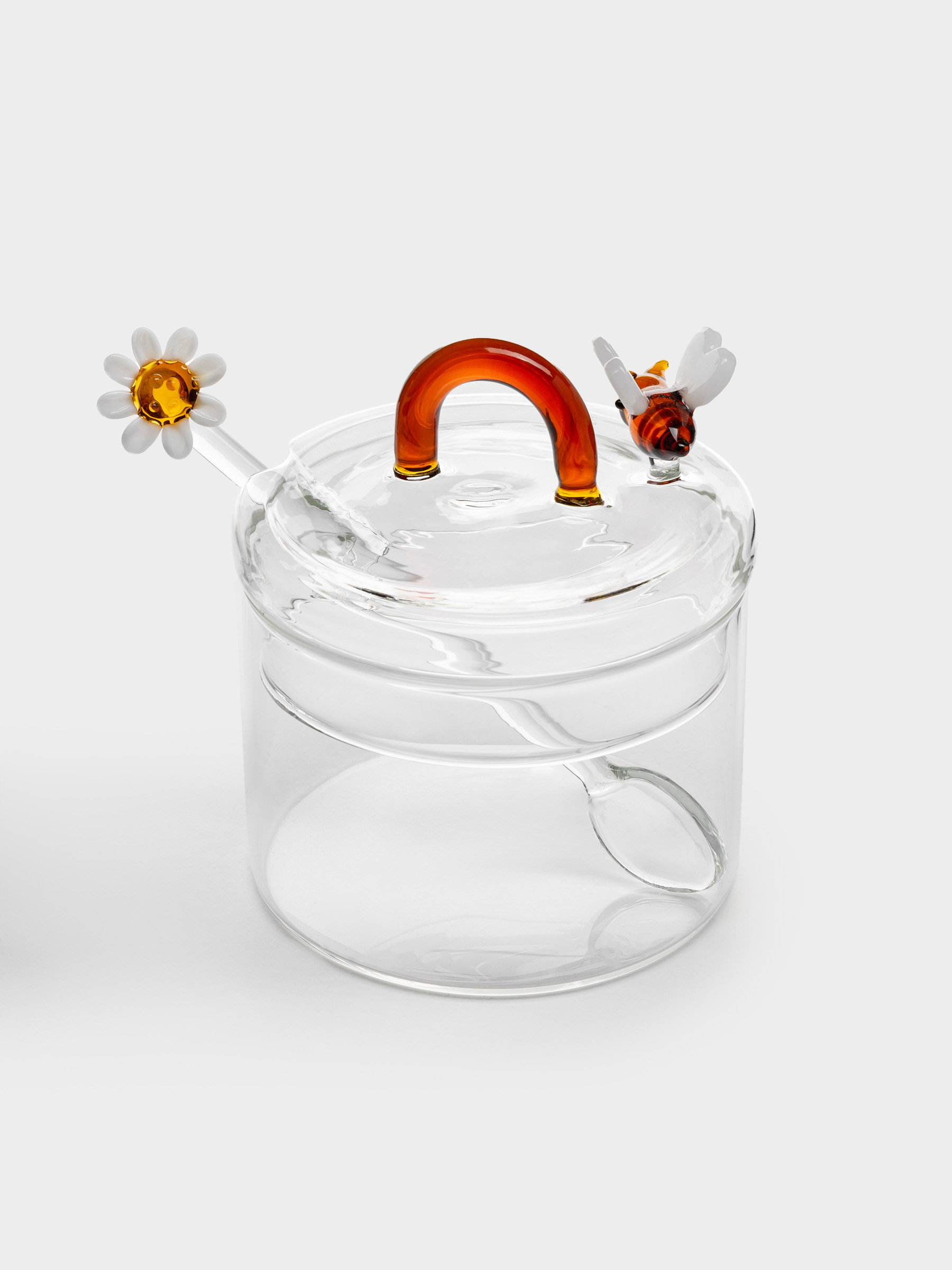 Сахарница, 9 см, 300 мл, с ложкой, стекло Б, Пчелка и маргаритка, Monterey