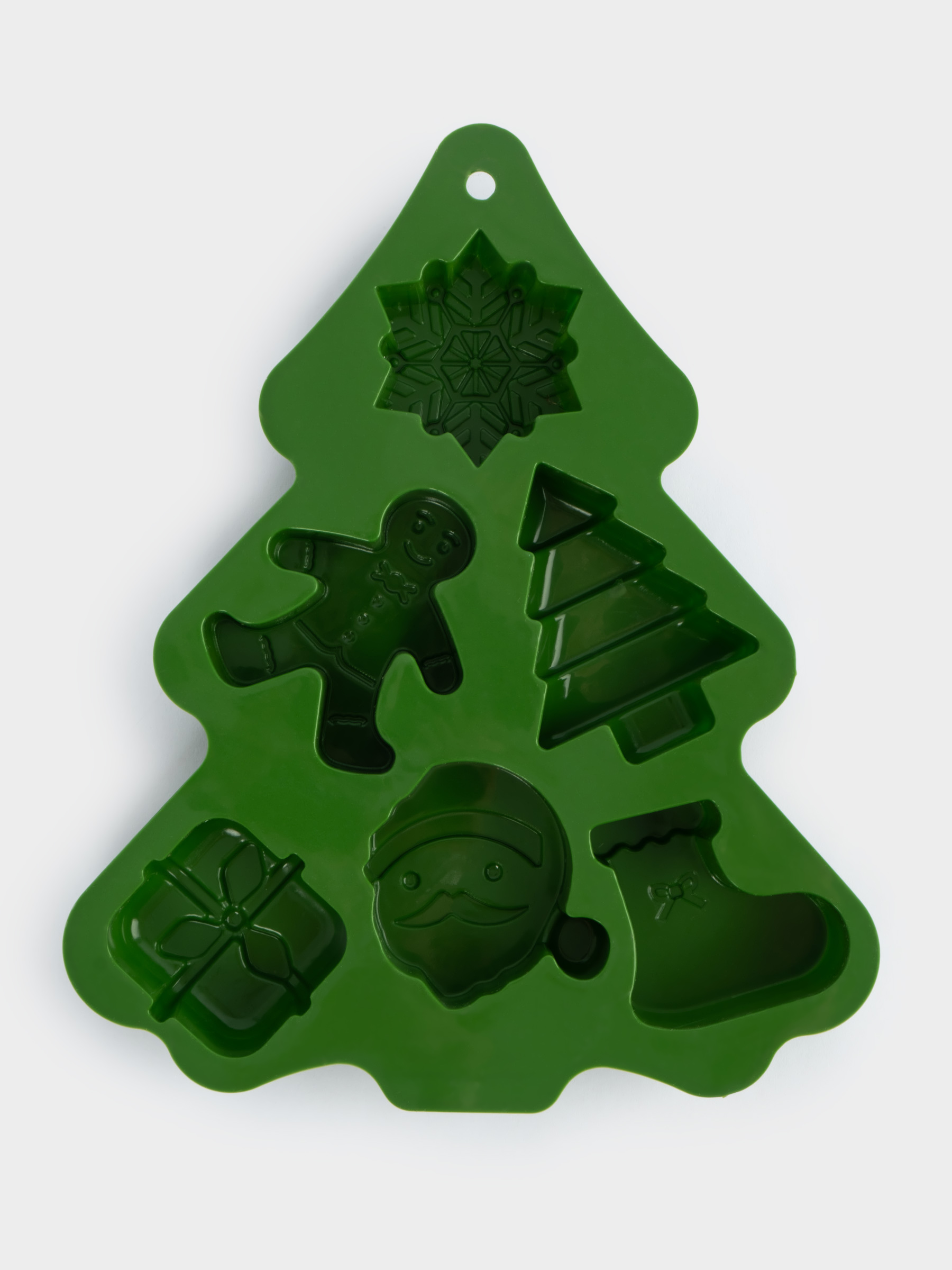 Форма для выпечки кексов, 23х18 см, 6 отд, силикон, зеленая, Елка, Muffin