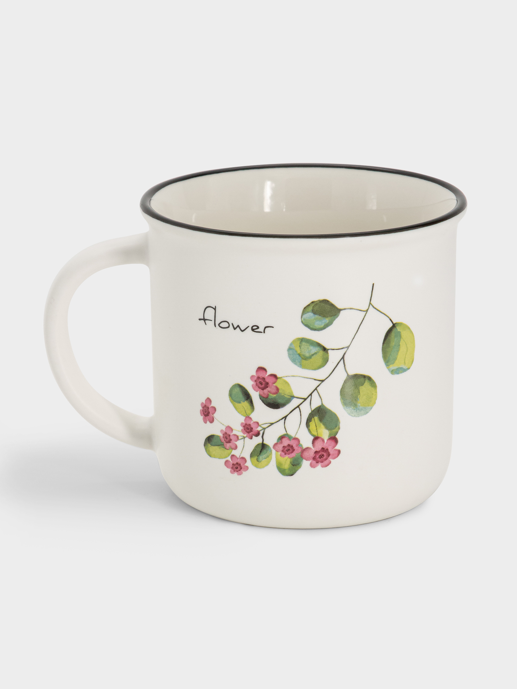 Кружка, 400 мл, фарфор N, белая, Ветка брусники, Herbarium