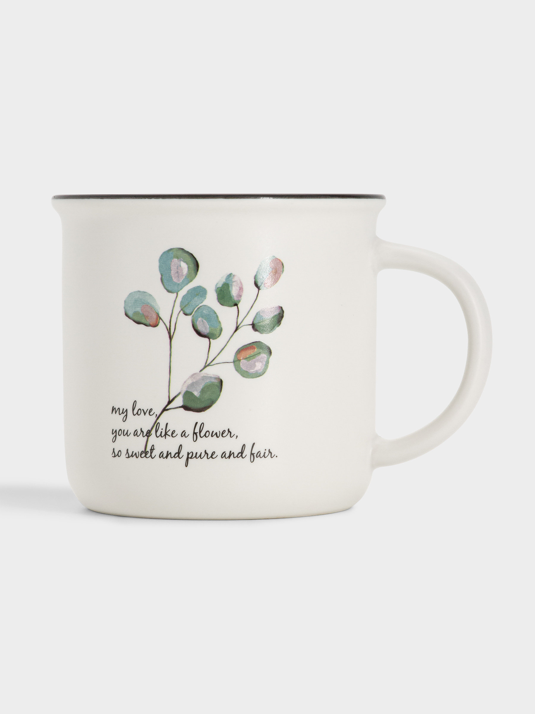 Кружка, 400 мл, фарфор N, белая, Эвкалипт, Herbarium