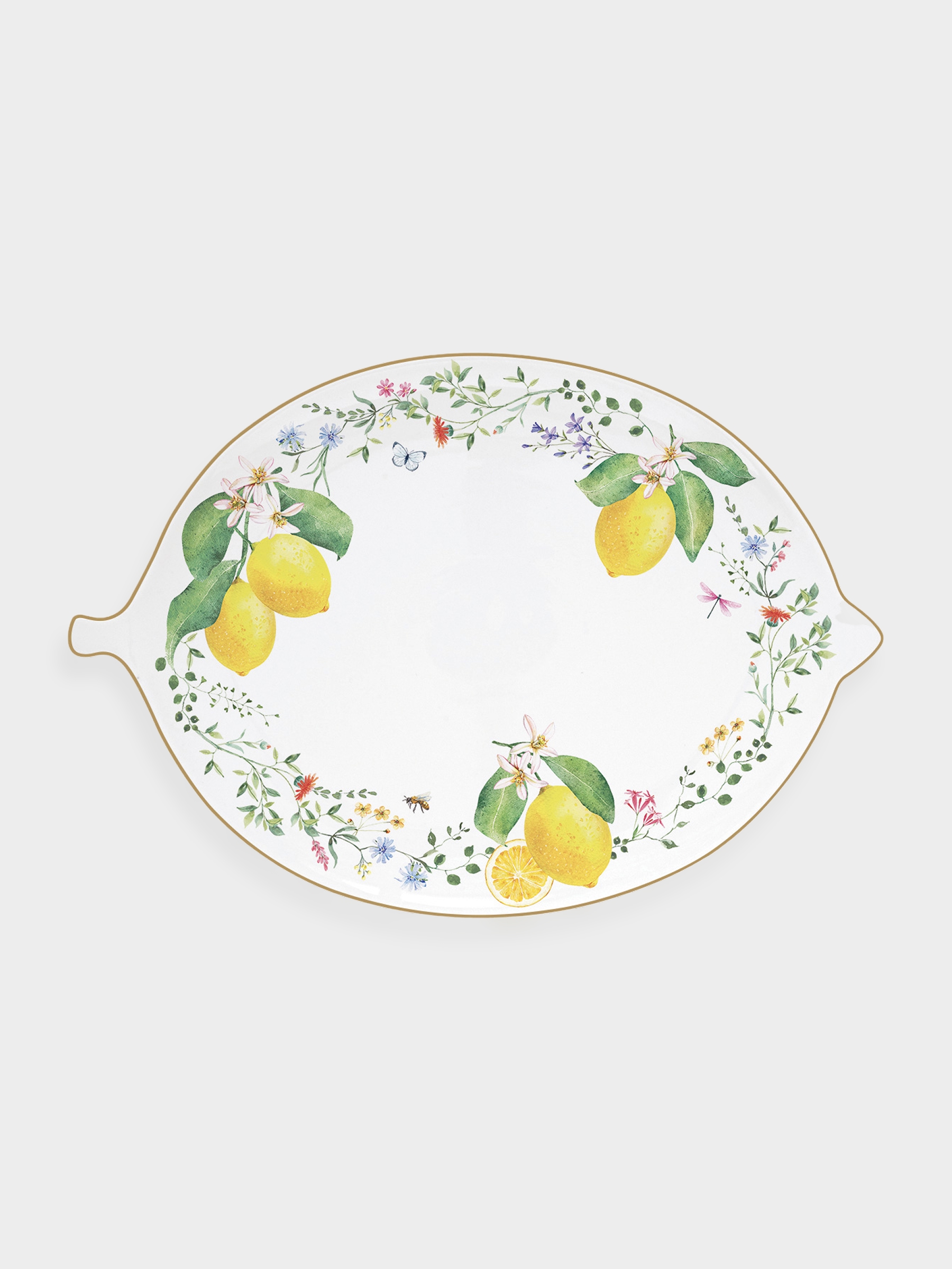 Блюдо, 30х21,5 см, фарфор P, овальное, белое, Цветы и лимоны, Fleurs et Citrons