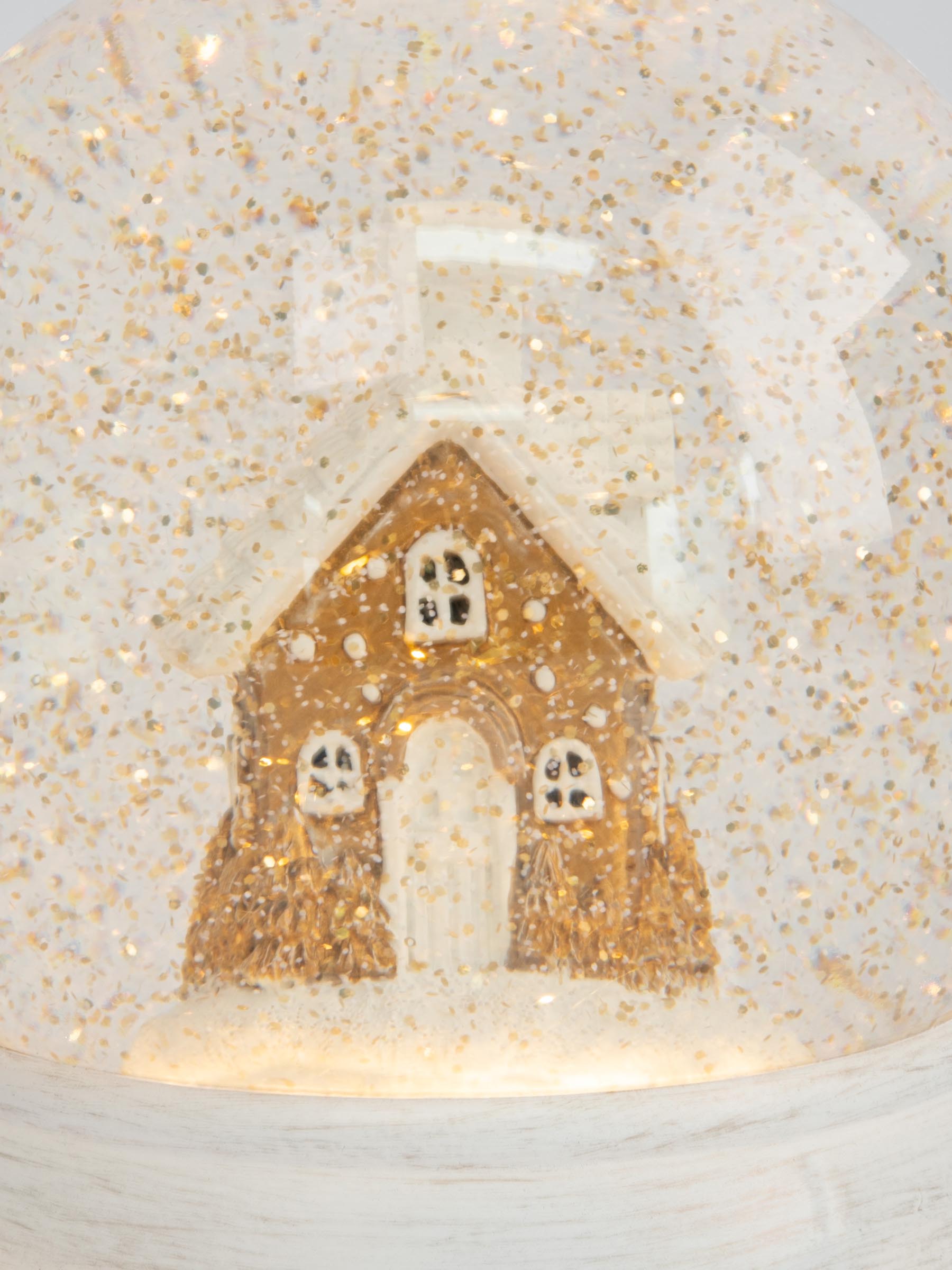 Снежный фонарь, 19 см, с подсветкой, пластик, белый, Дом в шаре, Townlet