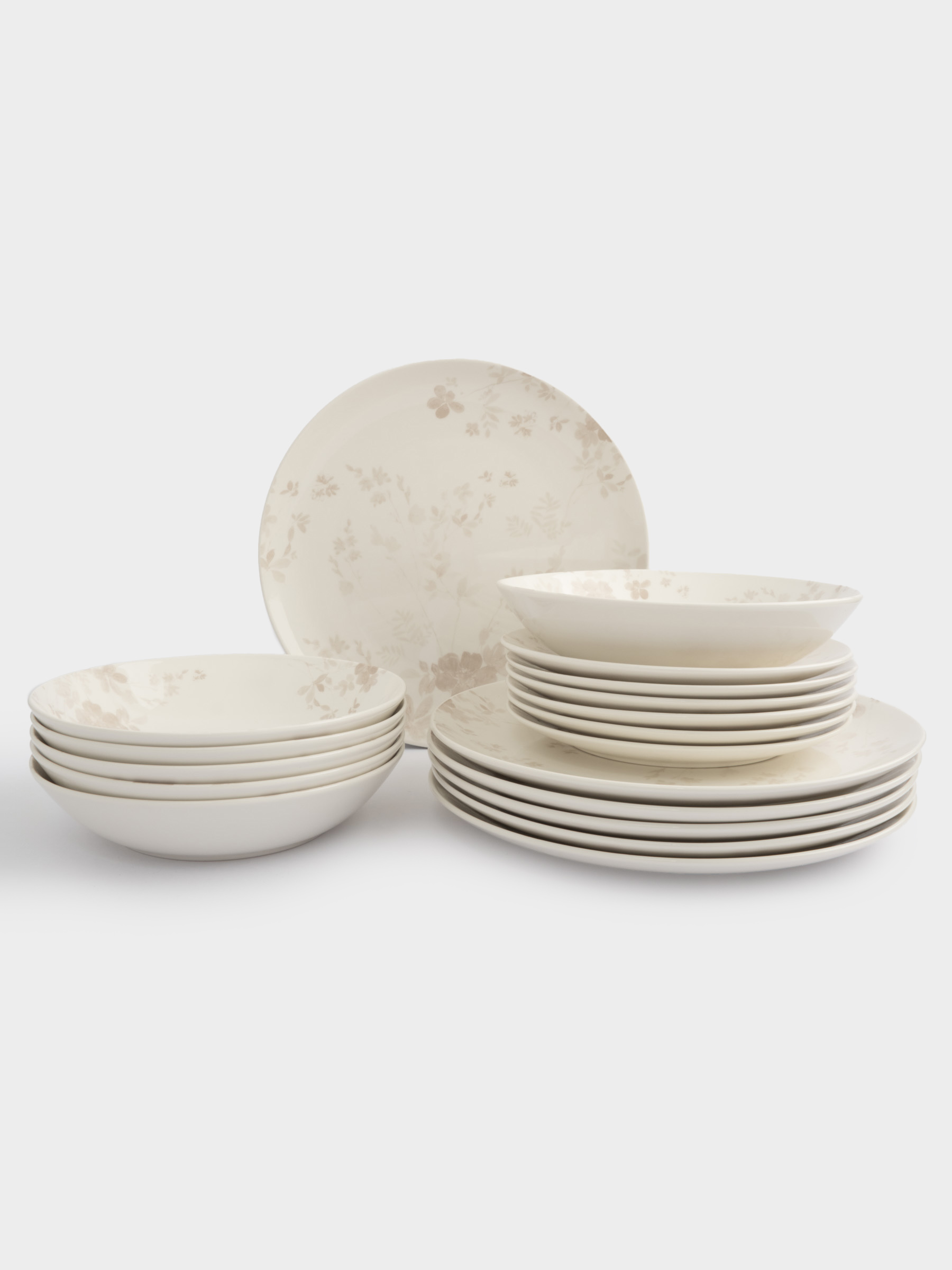 Сервиз обеденный, 6 перс, 18 пр, фарфор P, белый, Цветы и листья, Florance