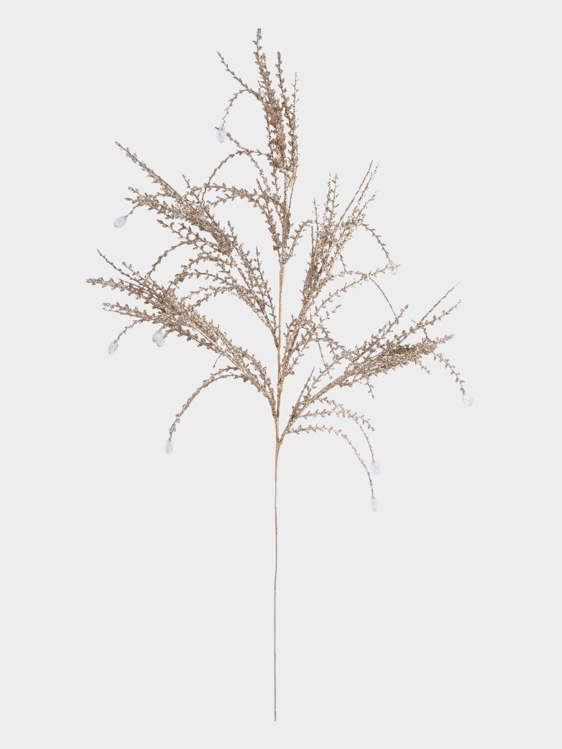 Ветка декоративная, 75 см, пластик/металл, золотистая, Ветка с кристаллами, Interior gold