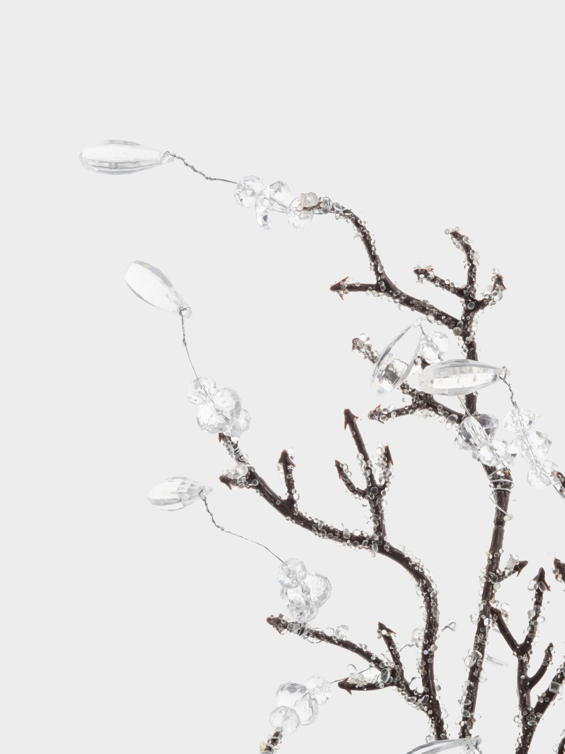 Ветка декоративная, 65 см, акрил/пластик, серебристая, Белые кристаллы, Interior silver
