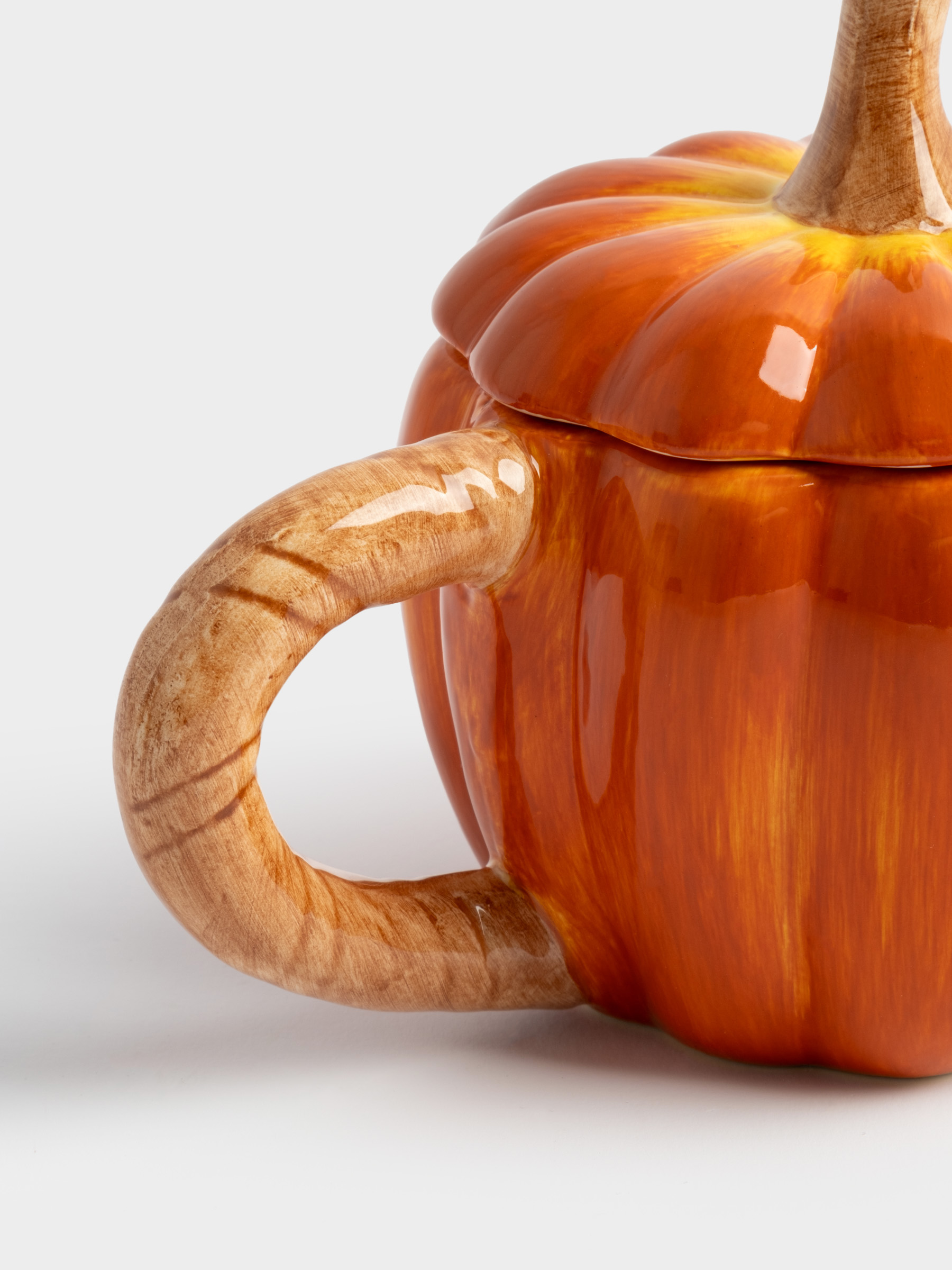 Кружка, 450 мл, с крышкой, керамика, оранжевая, Тыква, Bright pumpkin