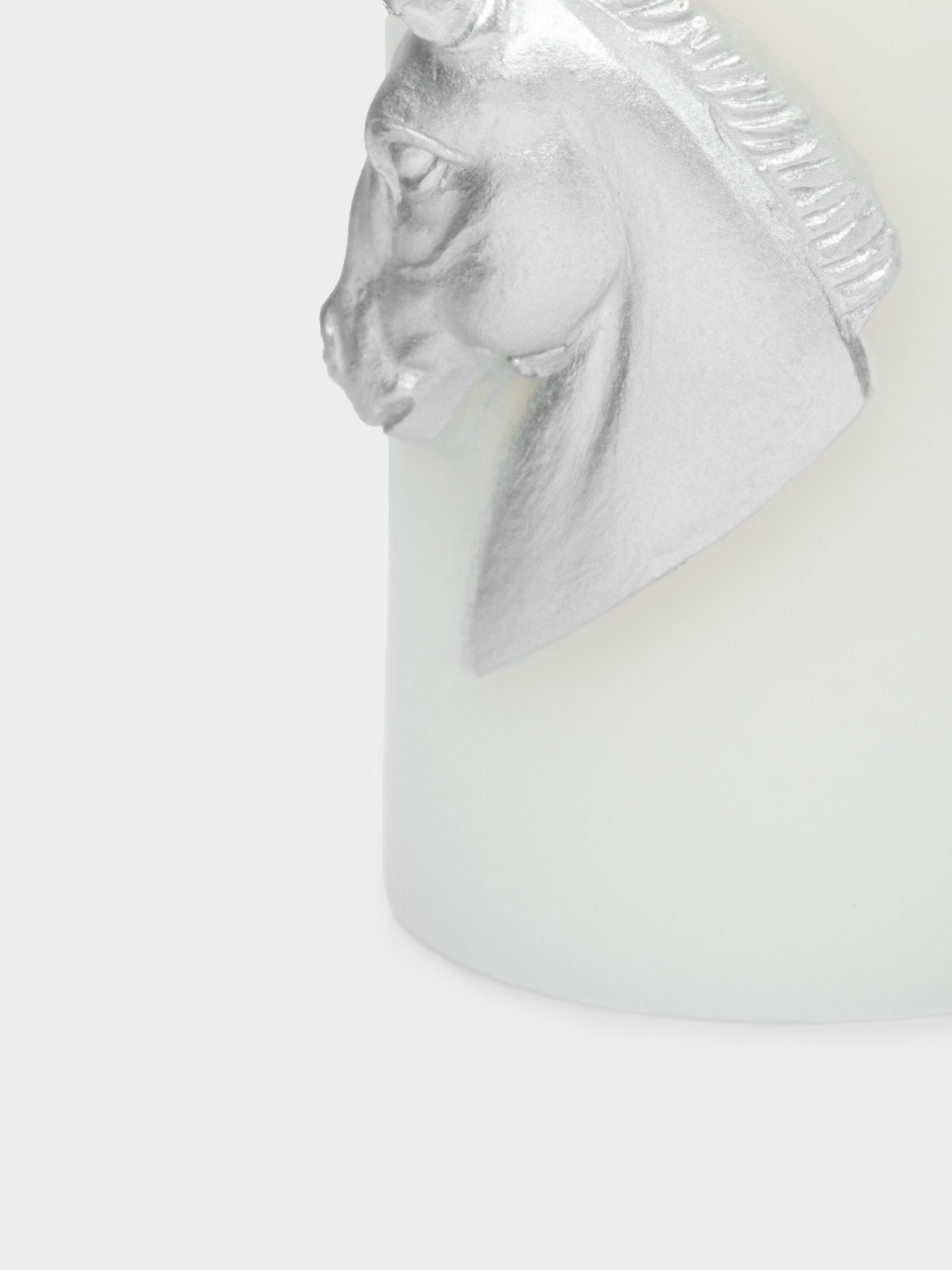 Свеча, 10 см, цилиндрическая, серебристая, Лошадь, Horse