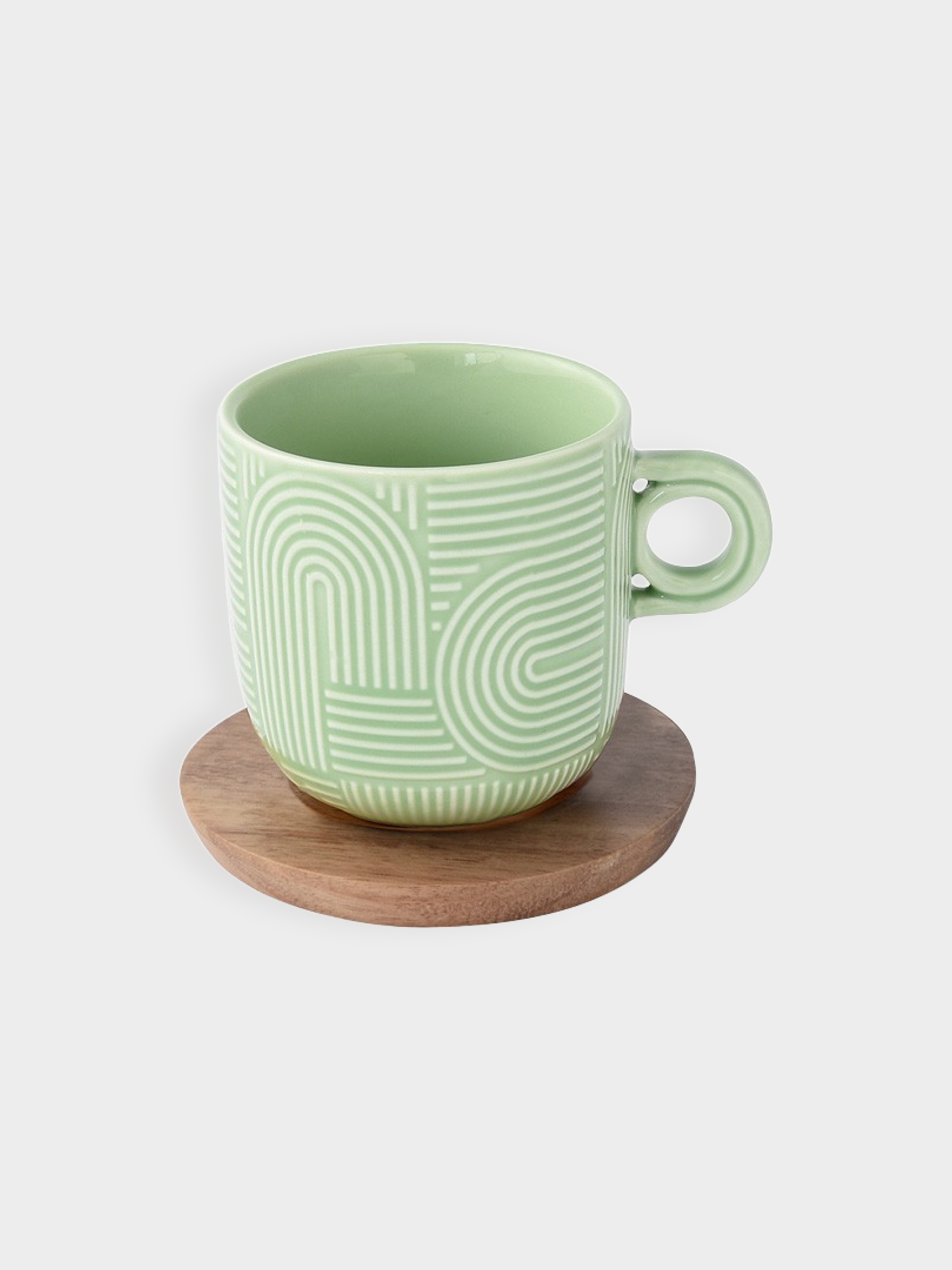 Набор чашек, 2 шт, 0.25 л, сиреневый, зелёный, на подставке, акация, Радуга