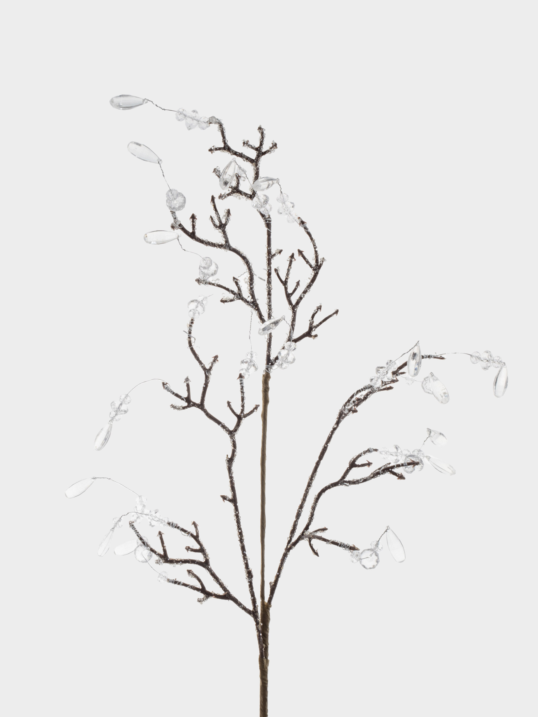 Ветка декоративная, 65 см, акрил/пластик, серебристая, Белые кристаллы, Interior silver