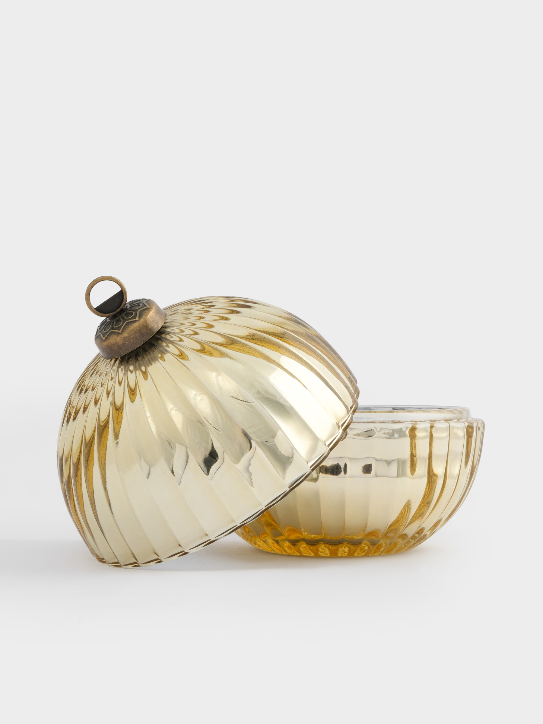 Емкость для хранения, 13х11 см, 180 мл, стекло/металл, шампань, Шар, Сhristmas time