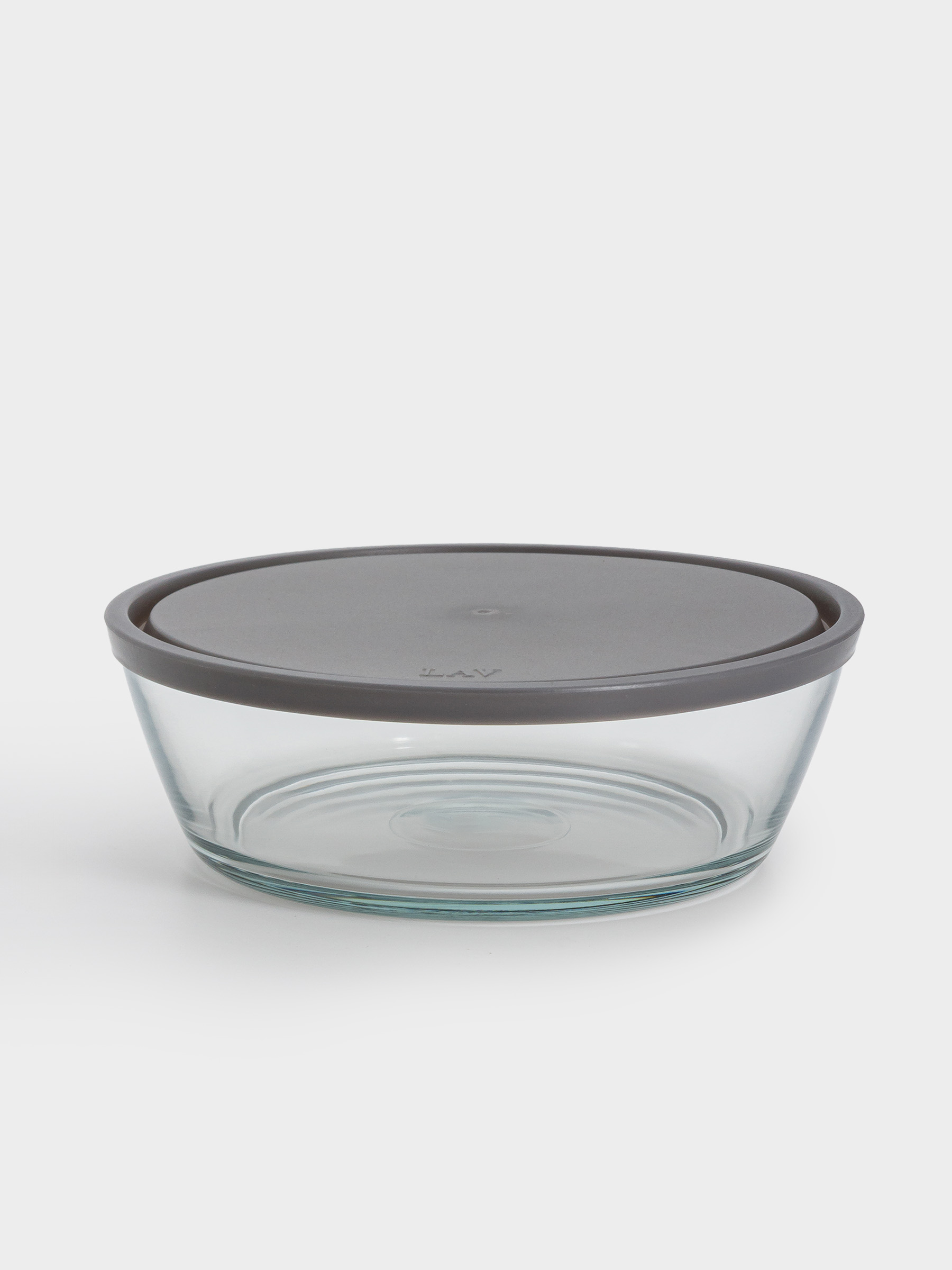 Контейнер, 2,3 л, стекло/пластик, круглый, серый, Basis