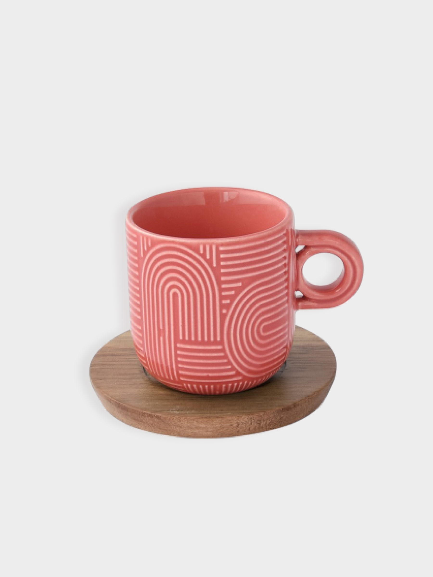 Набор чашек, 2 шт, 0.25 л, красный, жёлтый, на подставке, акация, Радуга