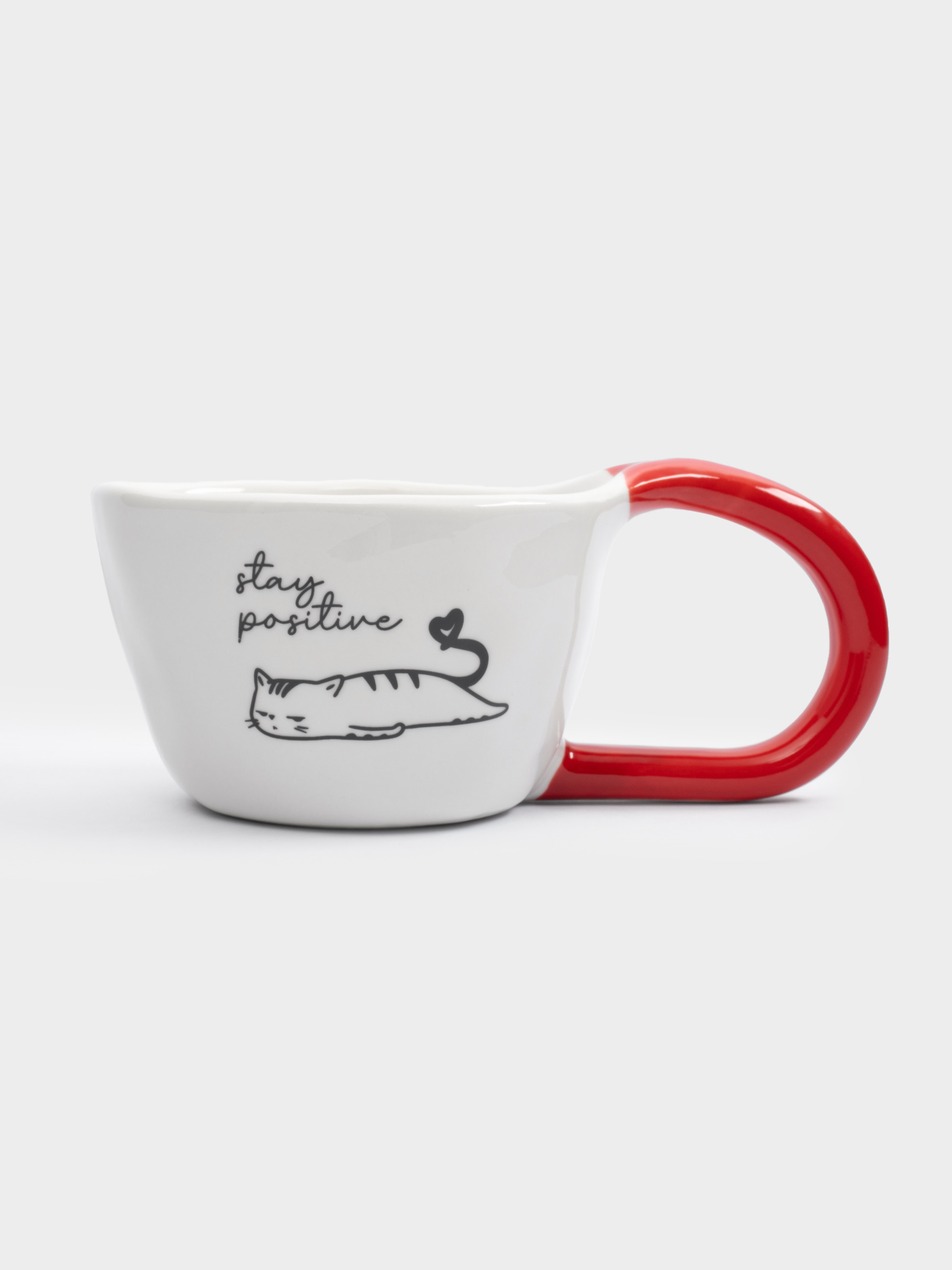 Кружка, 350 мл, фарфор N, бело-красная, Кот, Eccentric