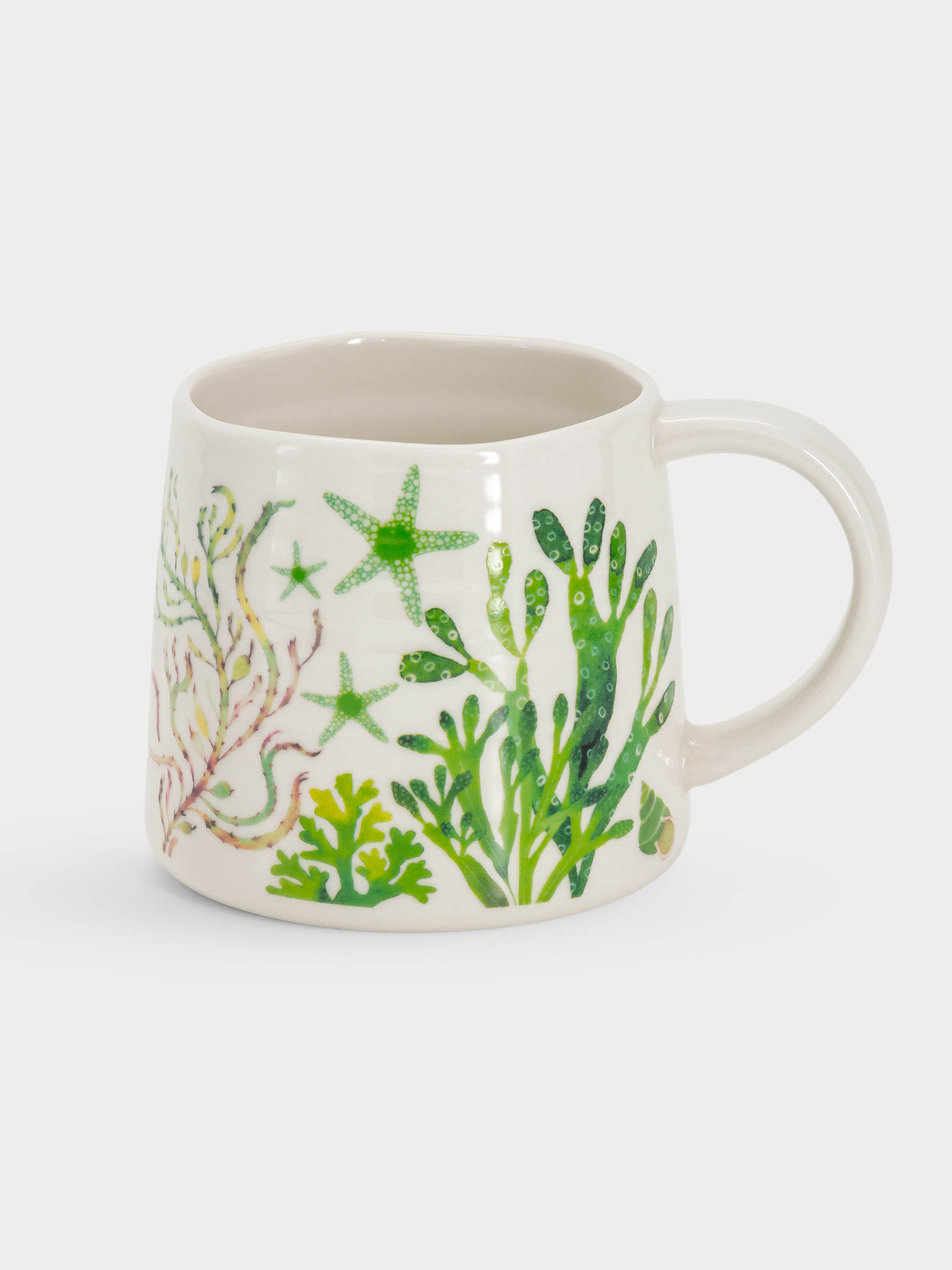 Кружка, 380 мл, фарфор P, белая/зелёная, Морская жизнь, Ocean Life