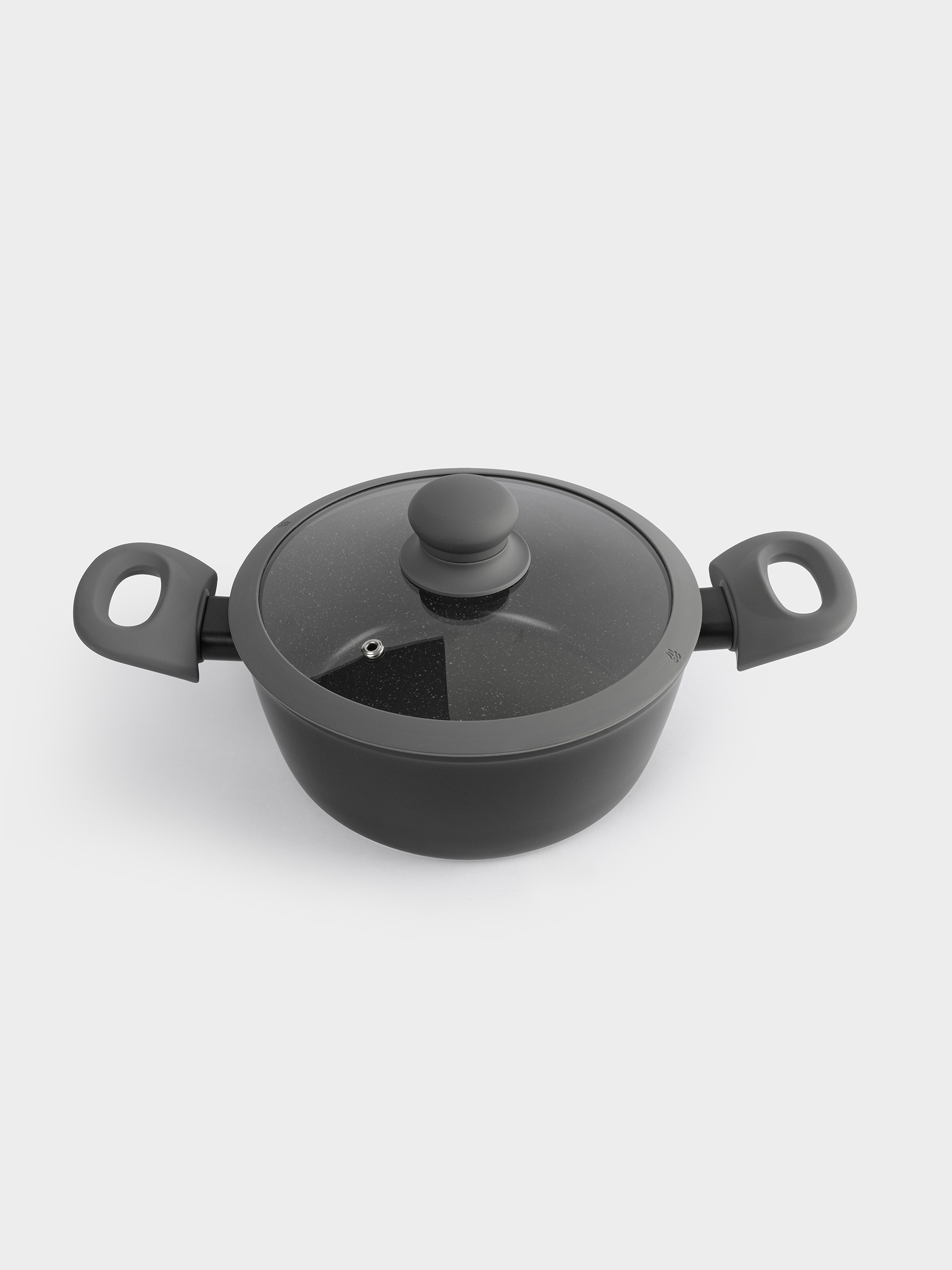 Кастрюля, 20 см, 2,3 л, с крышкой, с покрытием, алюминий, серо-черная, Robust