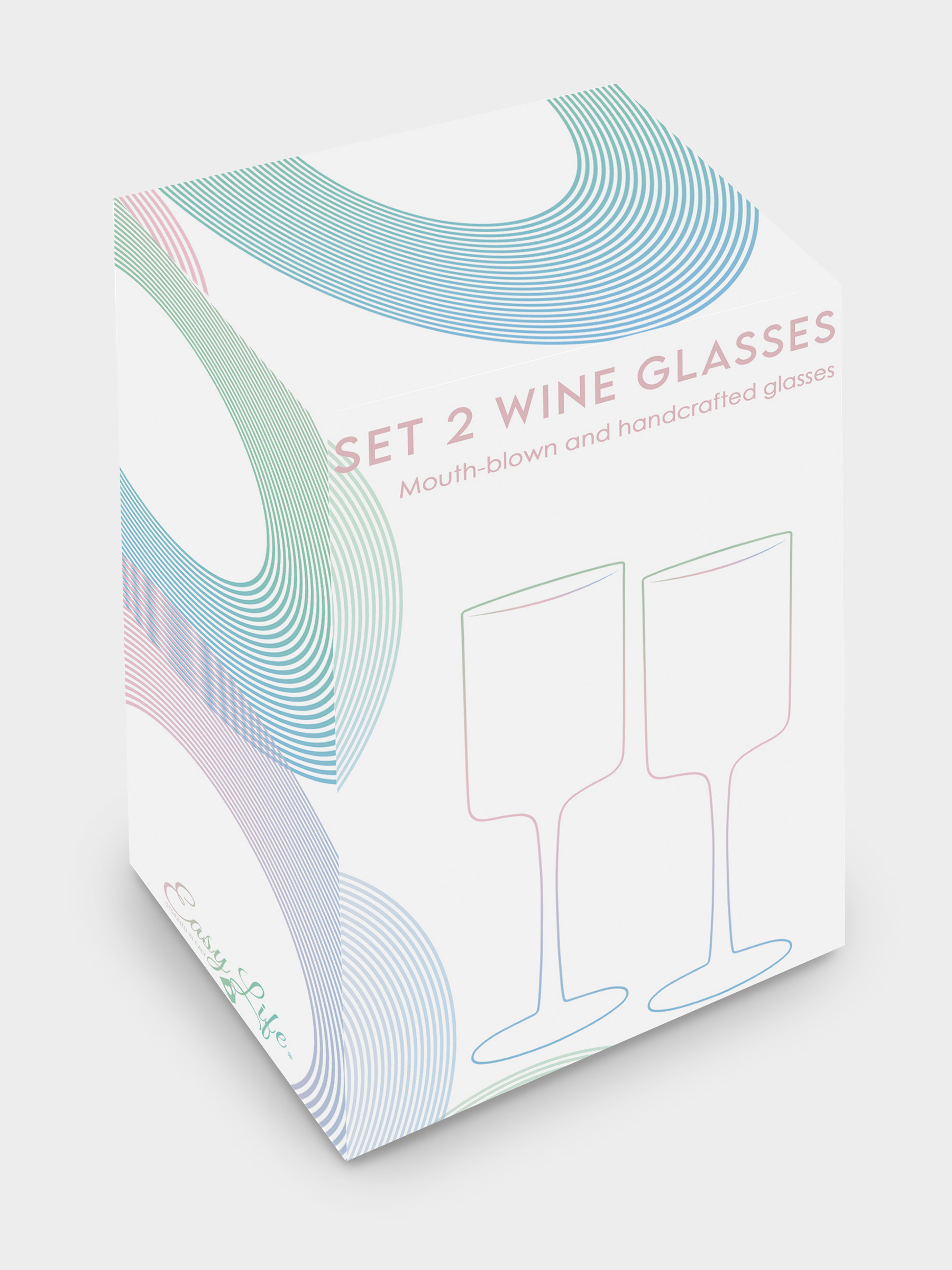 Набор бокалов для вина, 2 пр, 380 мл, стекло, зелёные, Rainbow