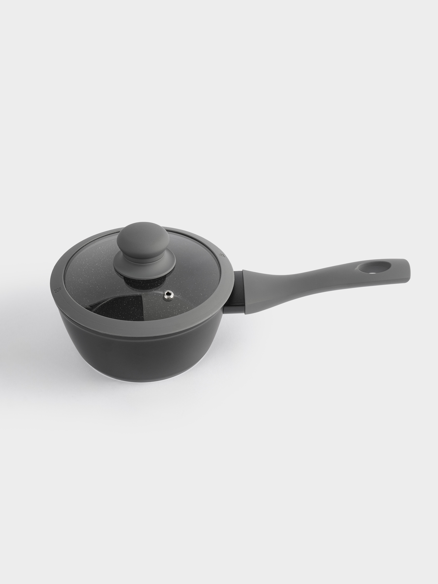 Ковш, 16 см, 1,3 л, с крышкой, с покрытием, алюминий, серо-черный, Robust