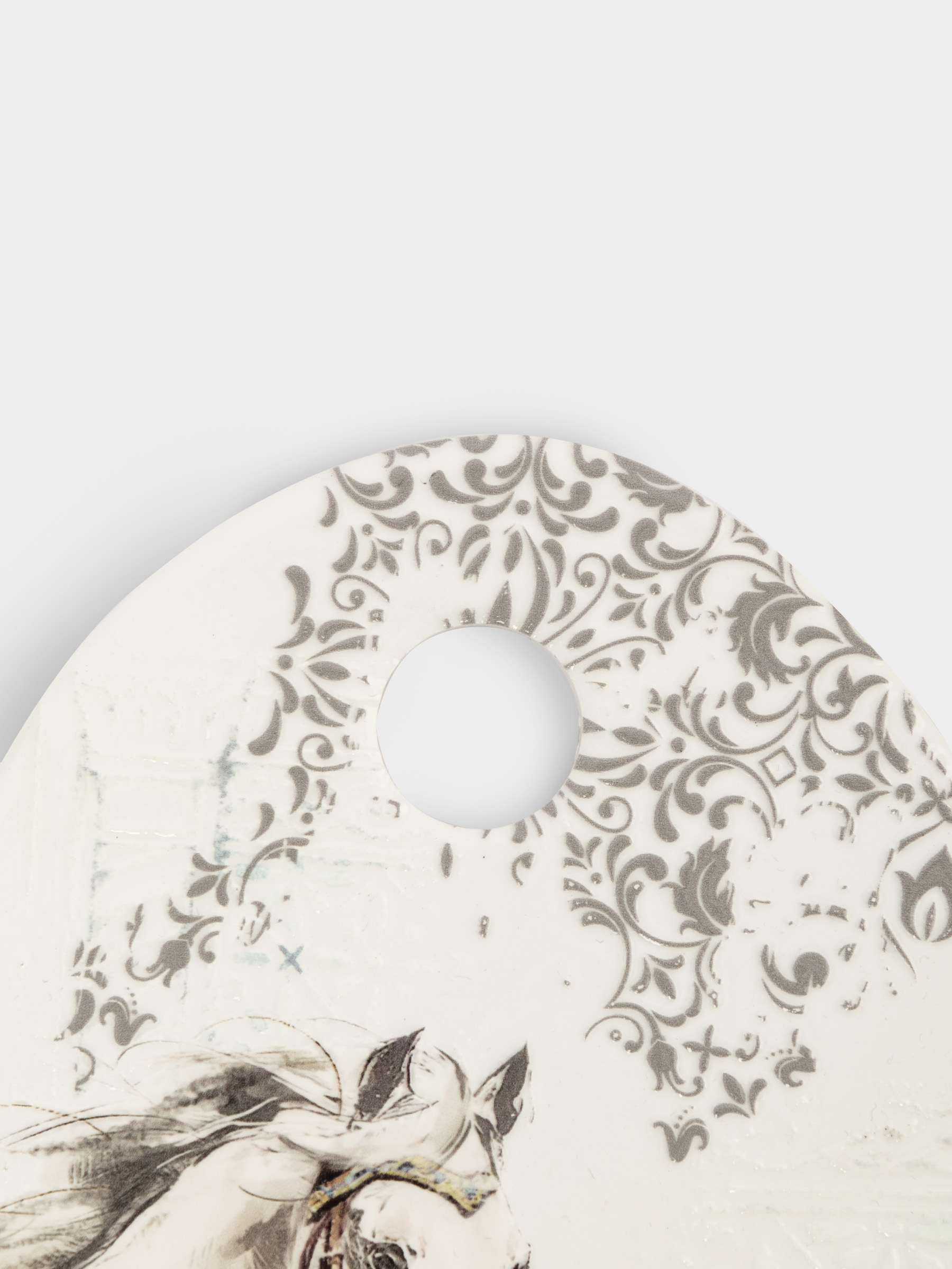 Подставка под горячее, 15x20 см, керамика/пробка, треугольник, белая, Конь, White horse