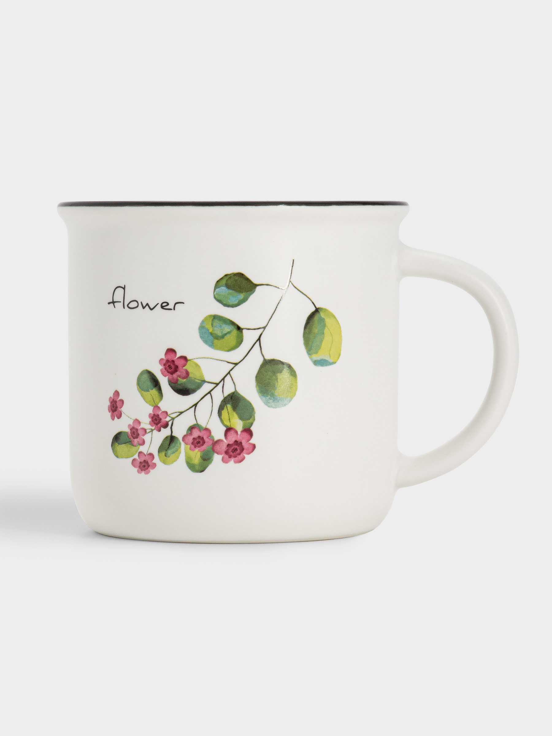 Кружка, 400 мл, фарфор N, белая, Ветка брусники, Herbarium