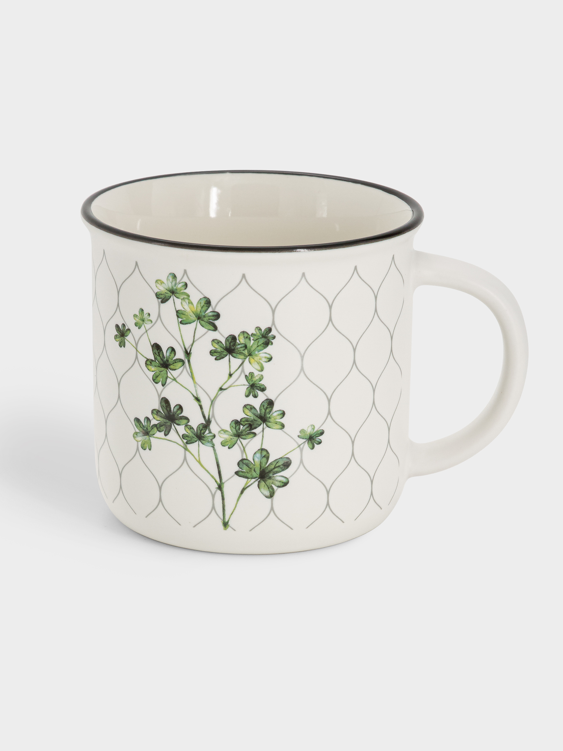 Кружка, 400 мл, фарфор N, белая, Лапчатка, Herbarium