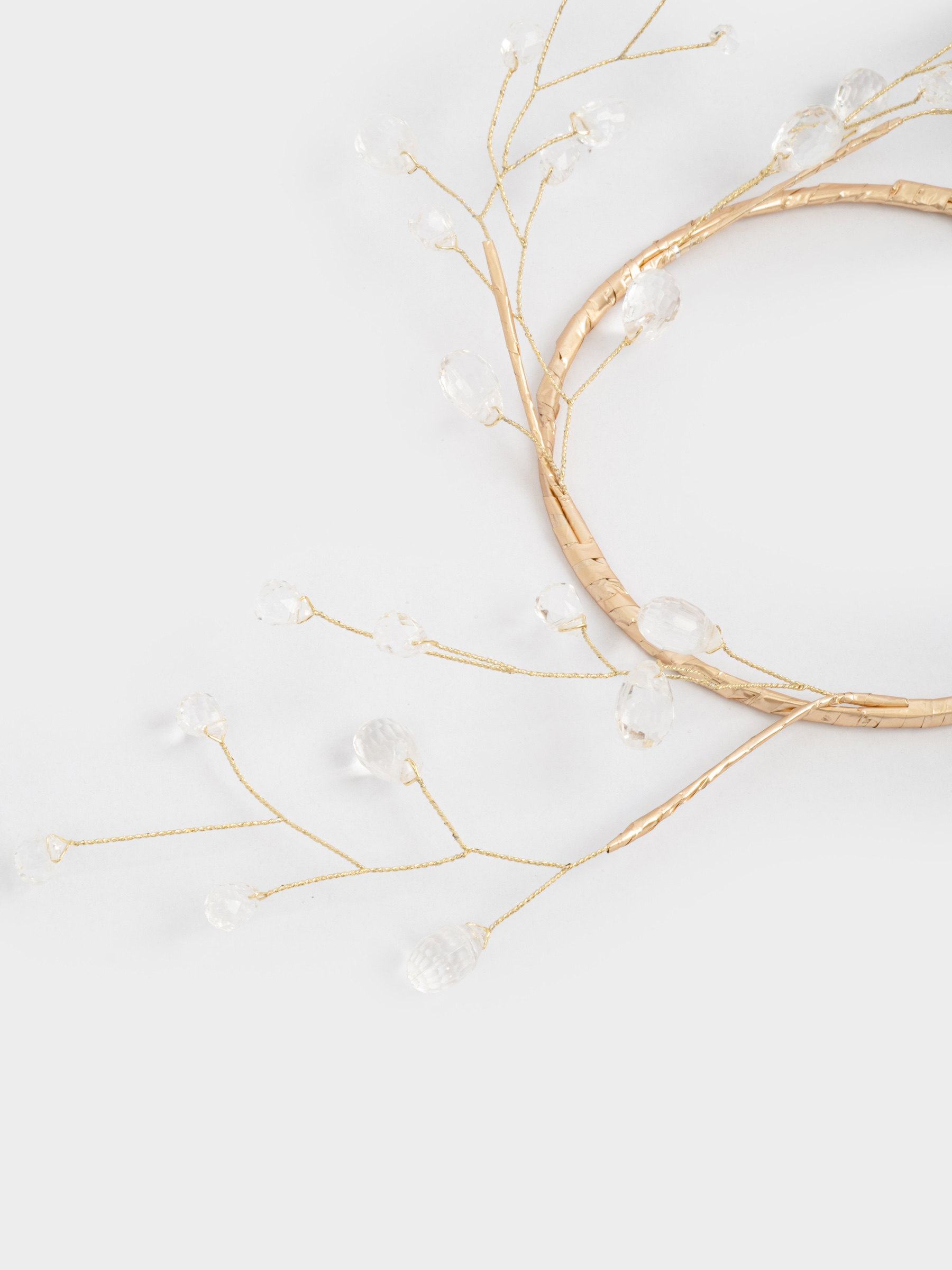 Венок декоративный, 10х20 см, для чайной свечи, акрил/металл, золотистый, Кристаллы, Event