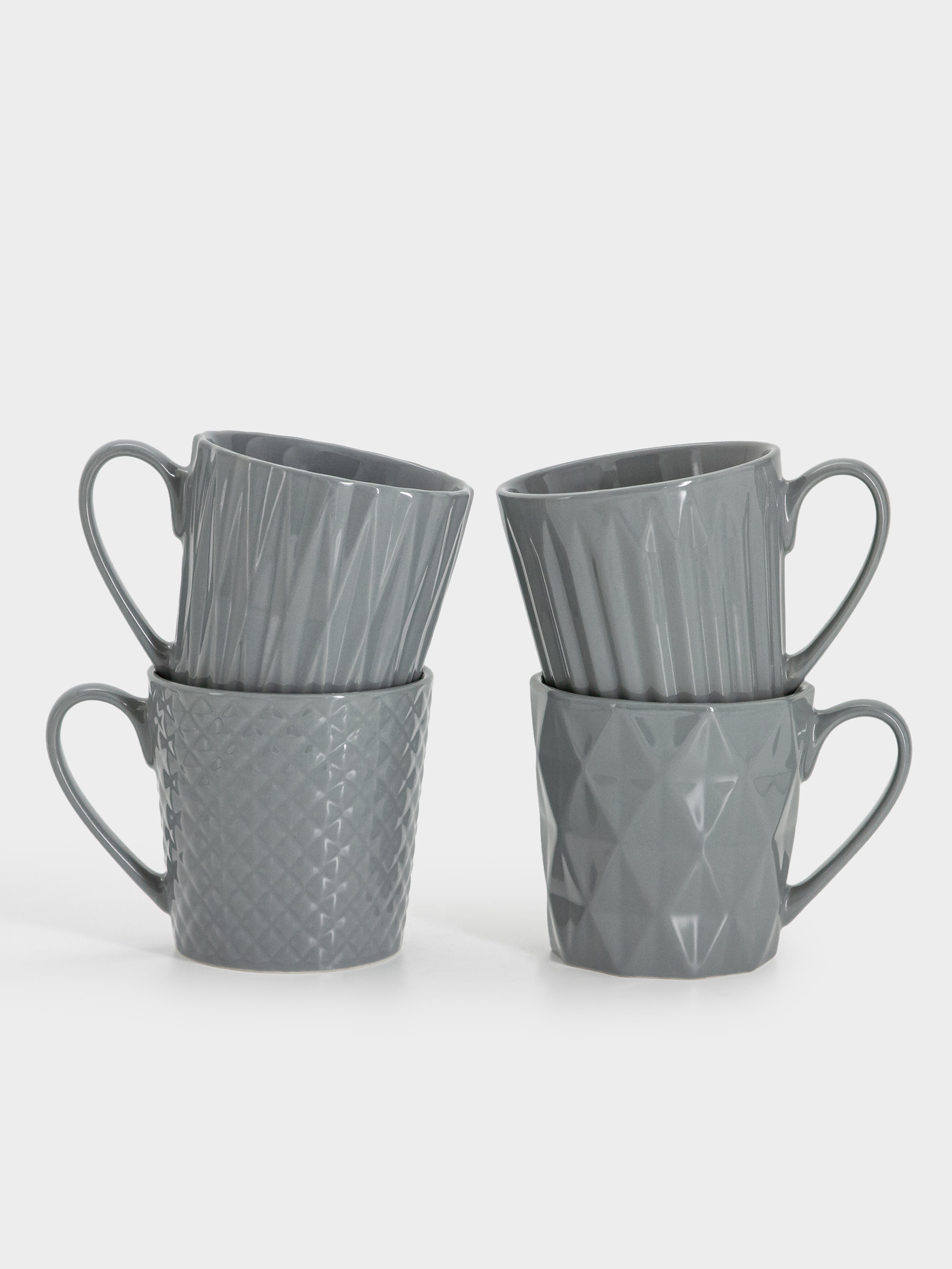 Набор кружек, 4 пр, 380 мл, серые, Nova