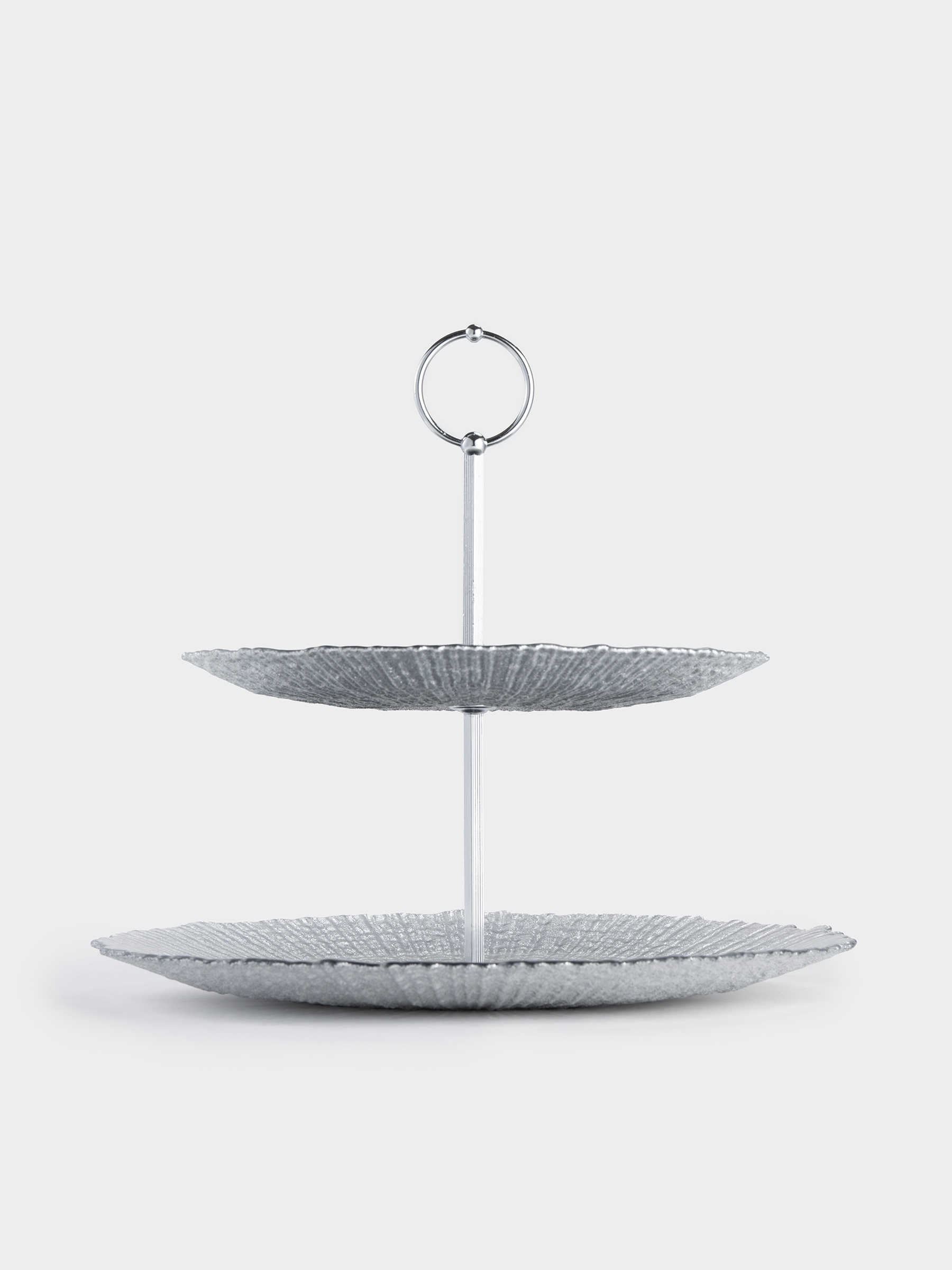 Подставка для пирожных, 21х28/26 см, 2 яруса, стекло/металл, серебристо-серая, Avila