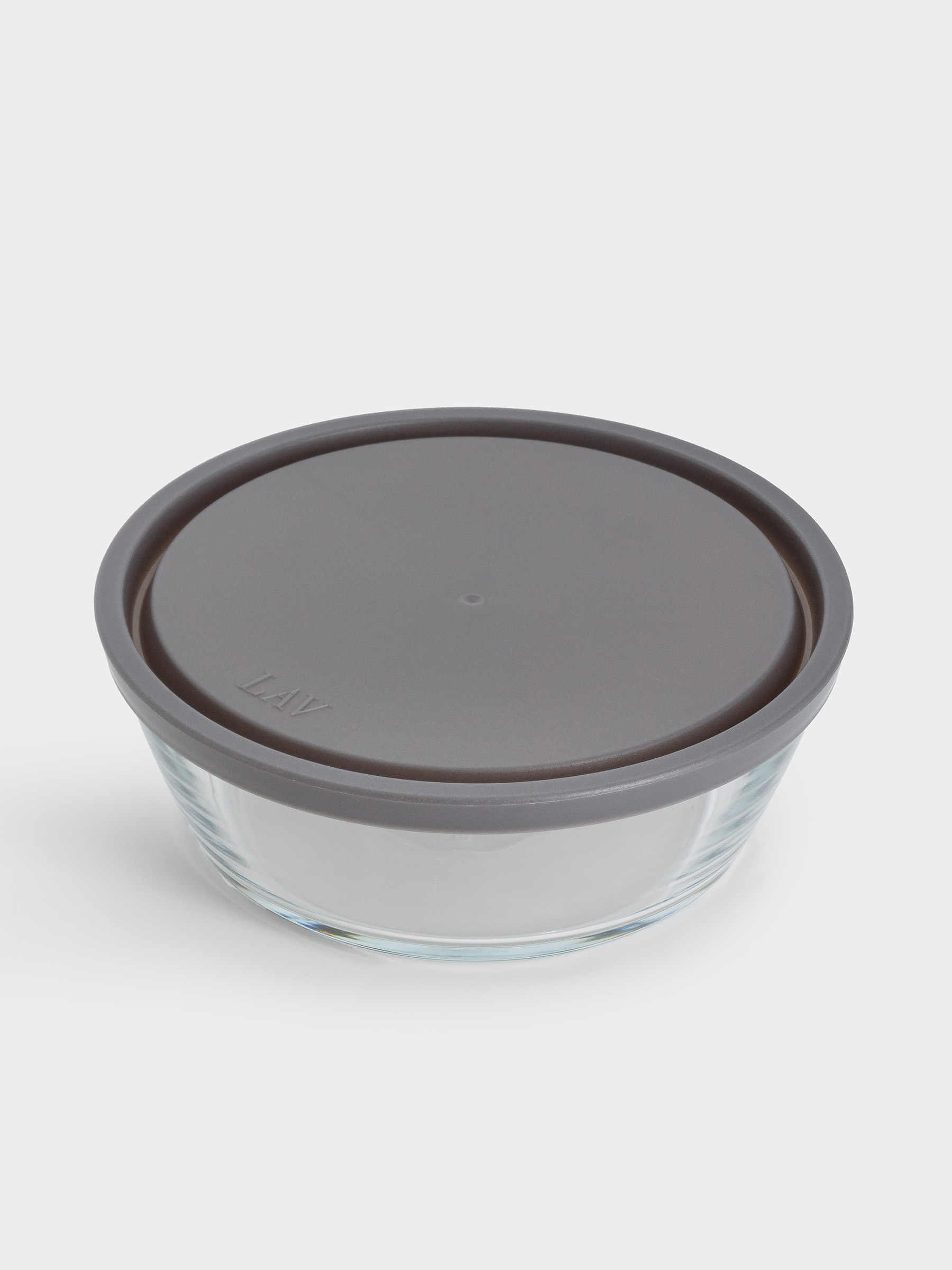 Контейнер, 1,1 л, стекло/пластик, круглый, серый, Basis